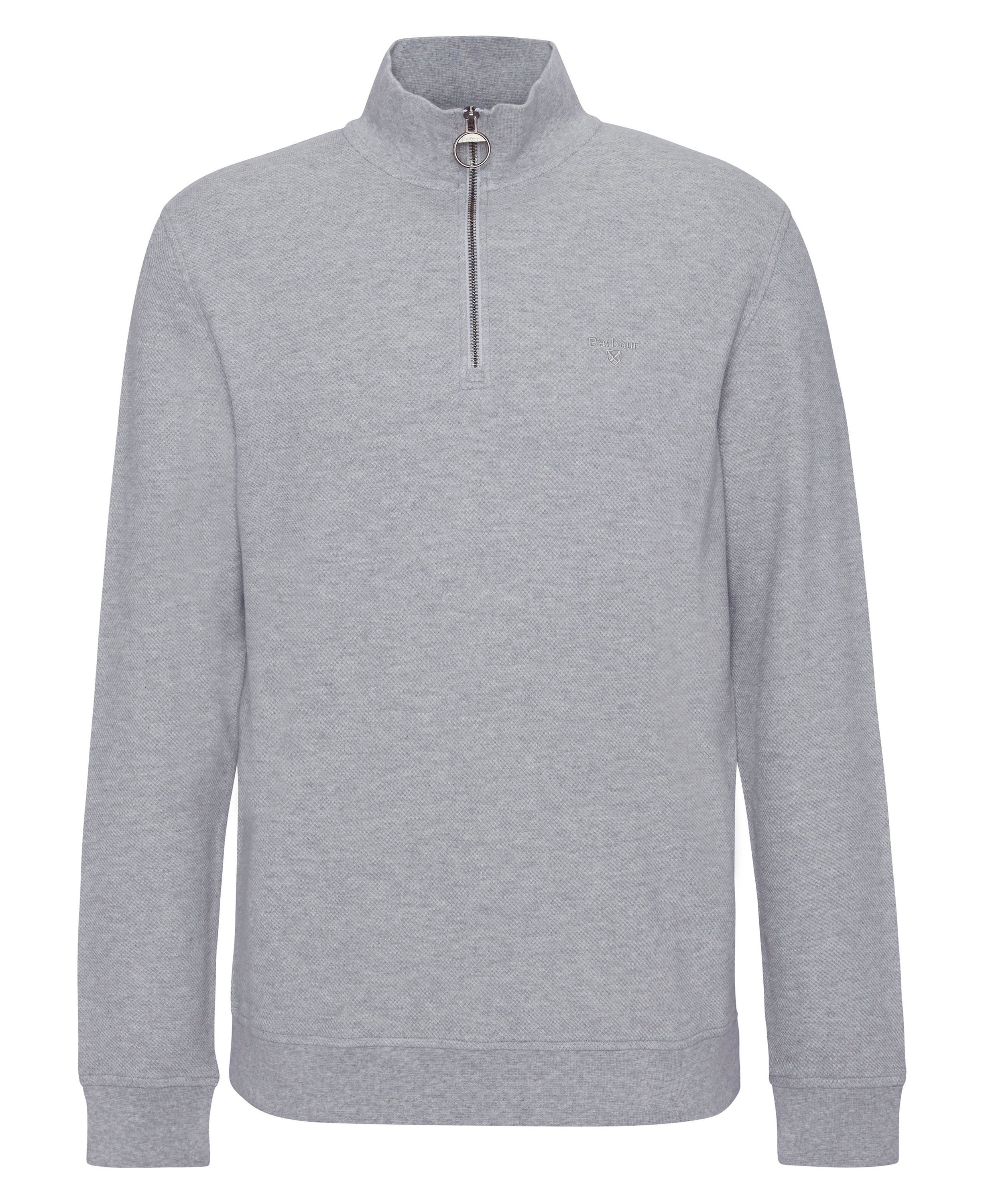 Pique Interlock Half Zip Sweatshirt - Grey Marl