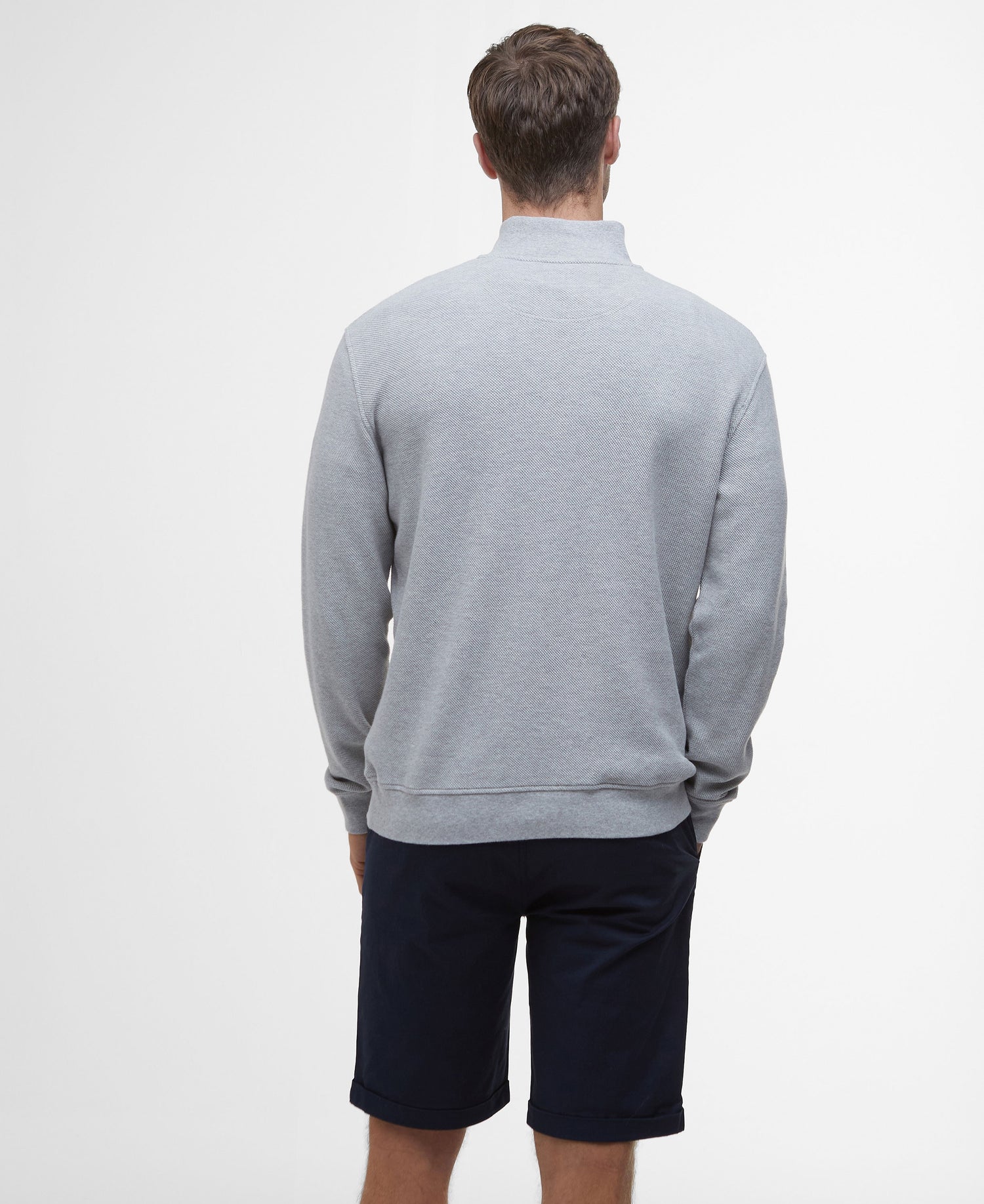 Pique Interlock Half Zip Sweatshirt - Grey Marl