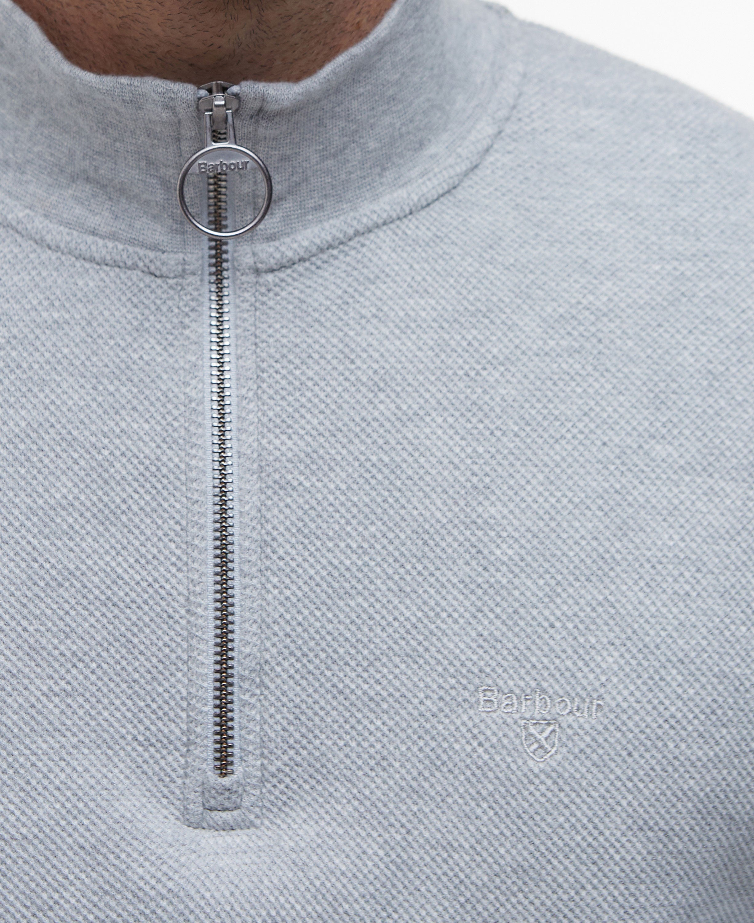 Pique Interlock Half Zip Sweatshirt - Grey Marl