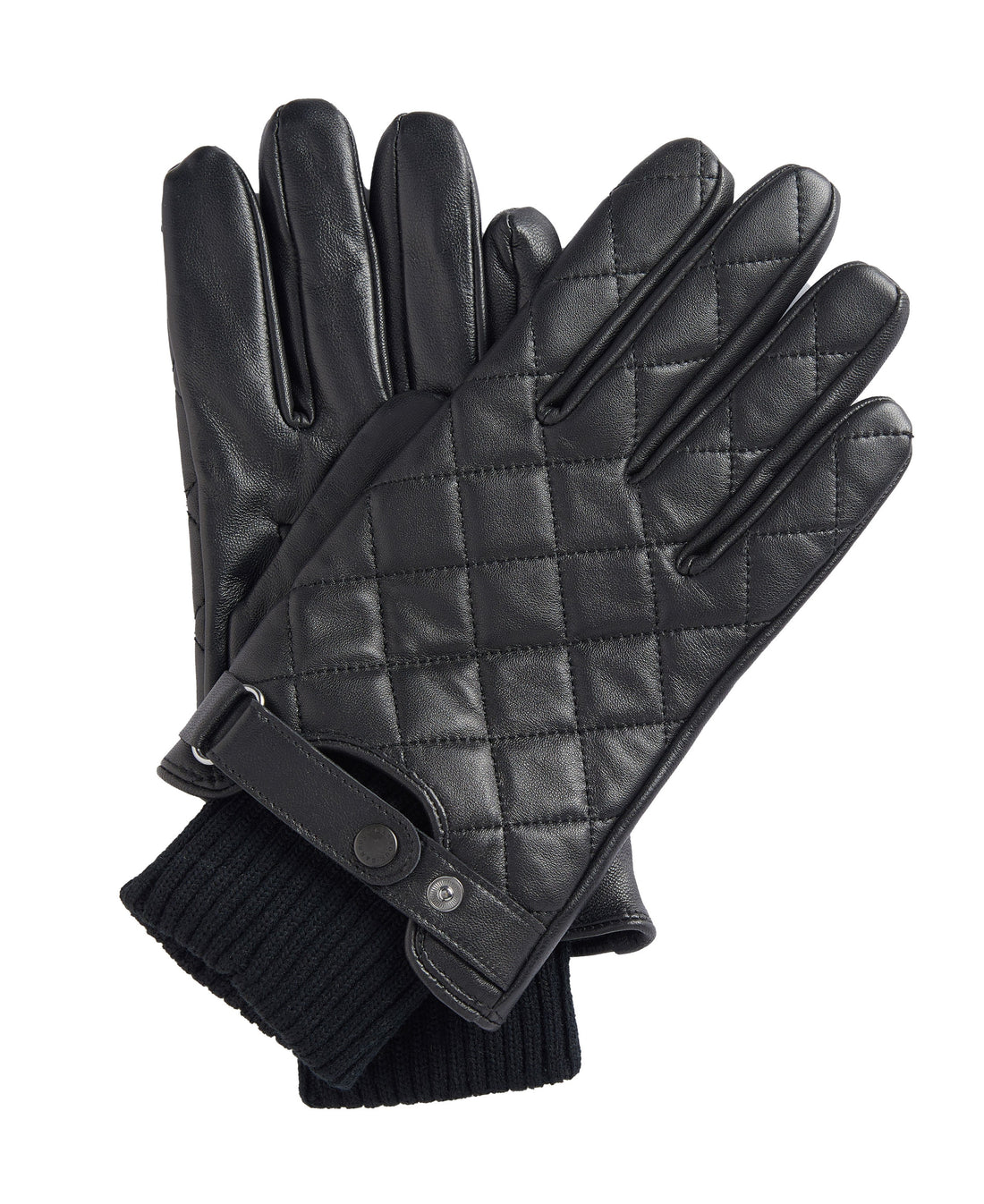 Quilted Leather Gloves - Black