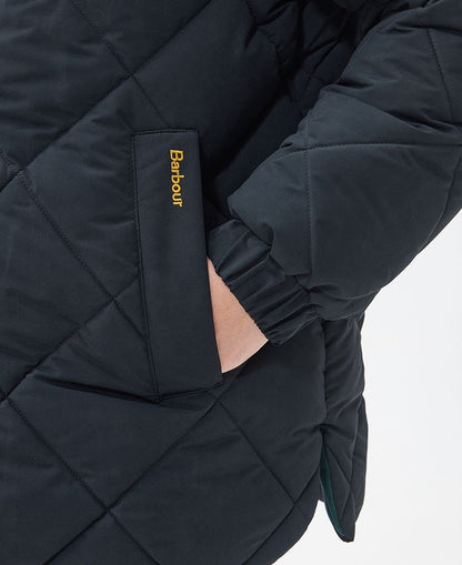 Reversible Hudswell Quilted Jacket - Black/Black/Sage Tartan