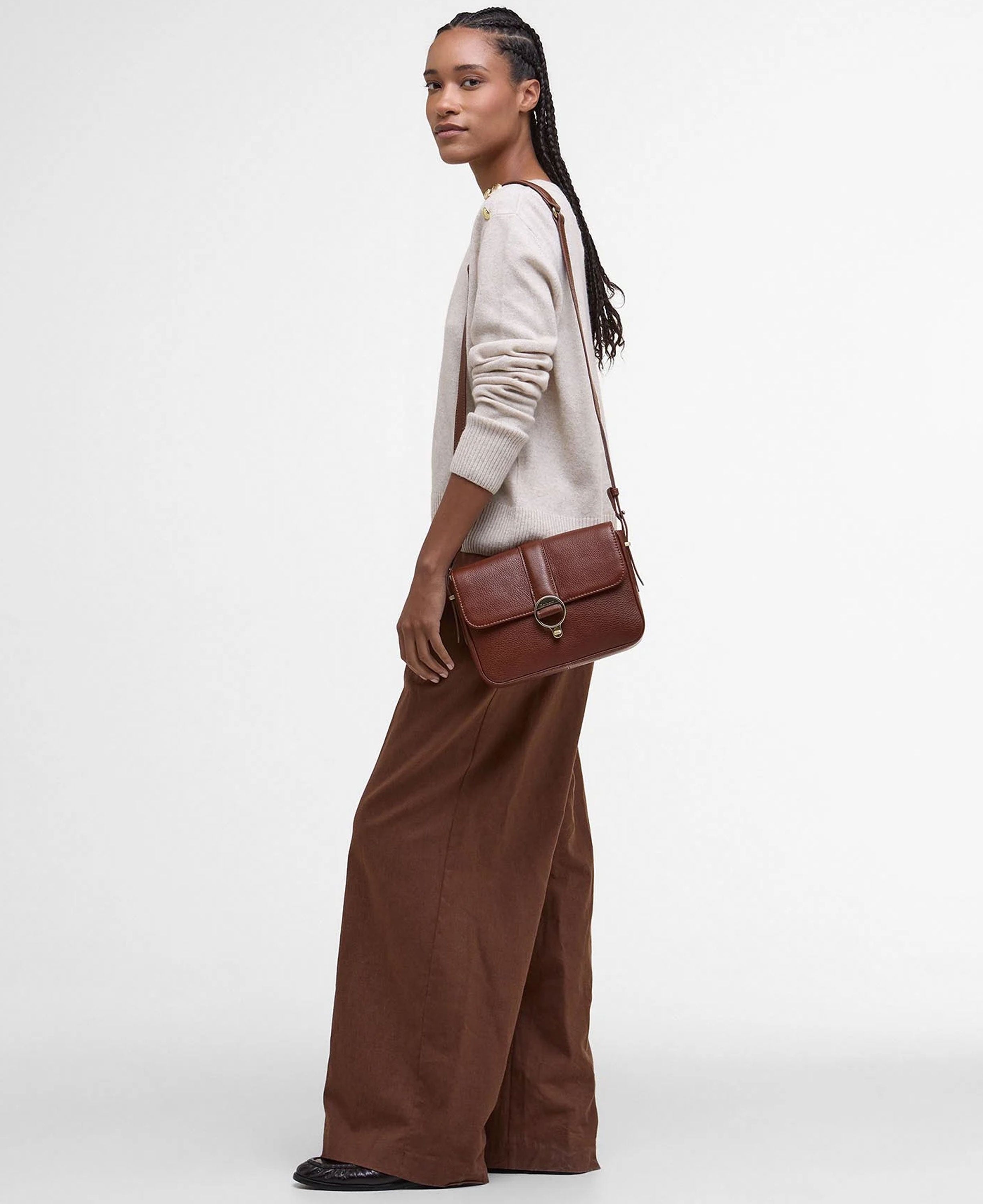 Rosa Leather Crossbody Bag - Brown