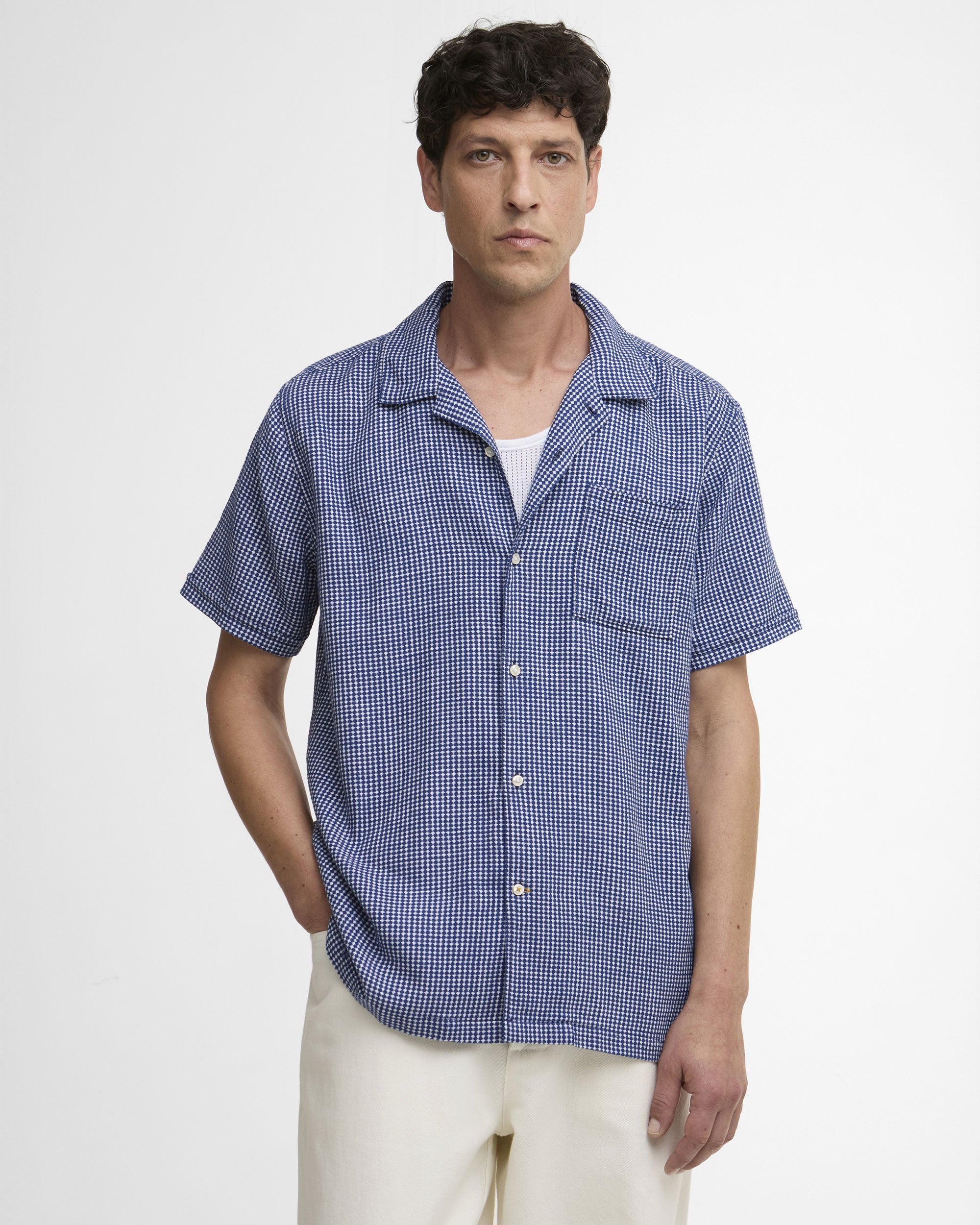 Rudbeck Textured Summer Fit Shirt - Navy