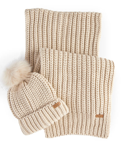 Saltburn Beanie &amp; Scarf Gift Set - Pearl