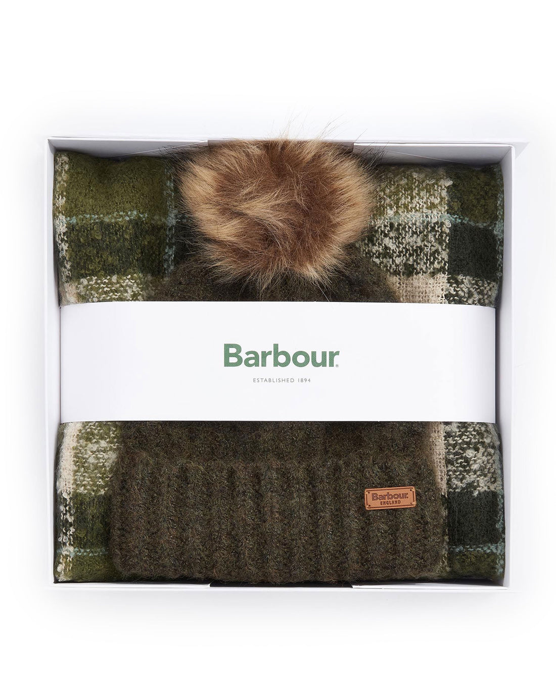 Saltburn Beanie &amp; Tartan Scarf Gift Set - Ancient Loden