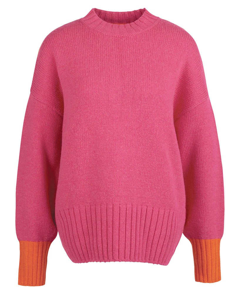 Surf Knitted Jumper - Pink Dahlia/Pumpkin
