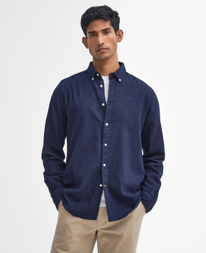 Tainsbury Tailored Fleck Twill Shirt - Navy