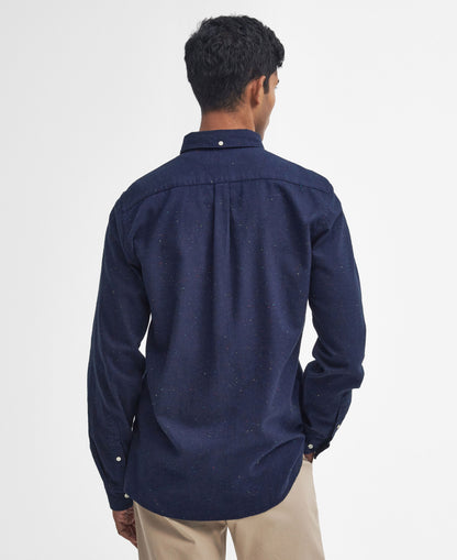 Tainsbury Tailored Fleck Twill Shirt - Navy