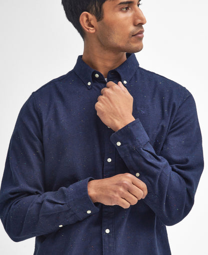 Tainsbury Tailored Fleck Twill Shirt - Navy