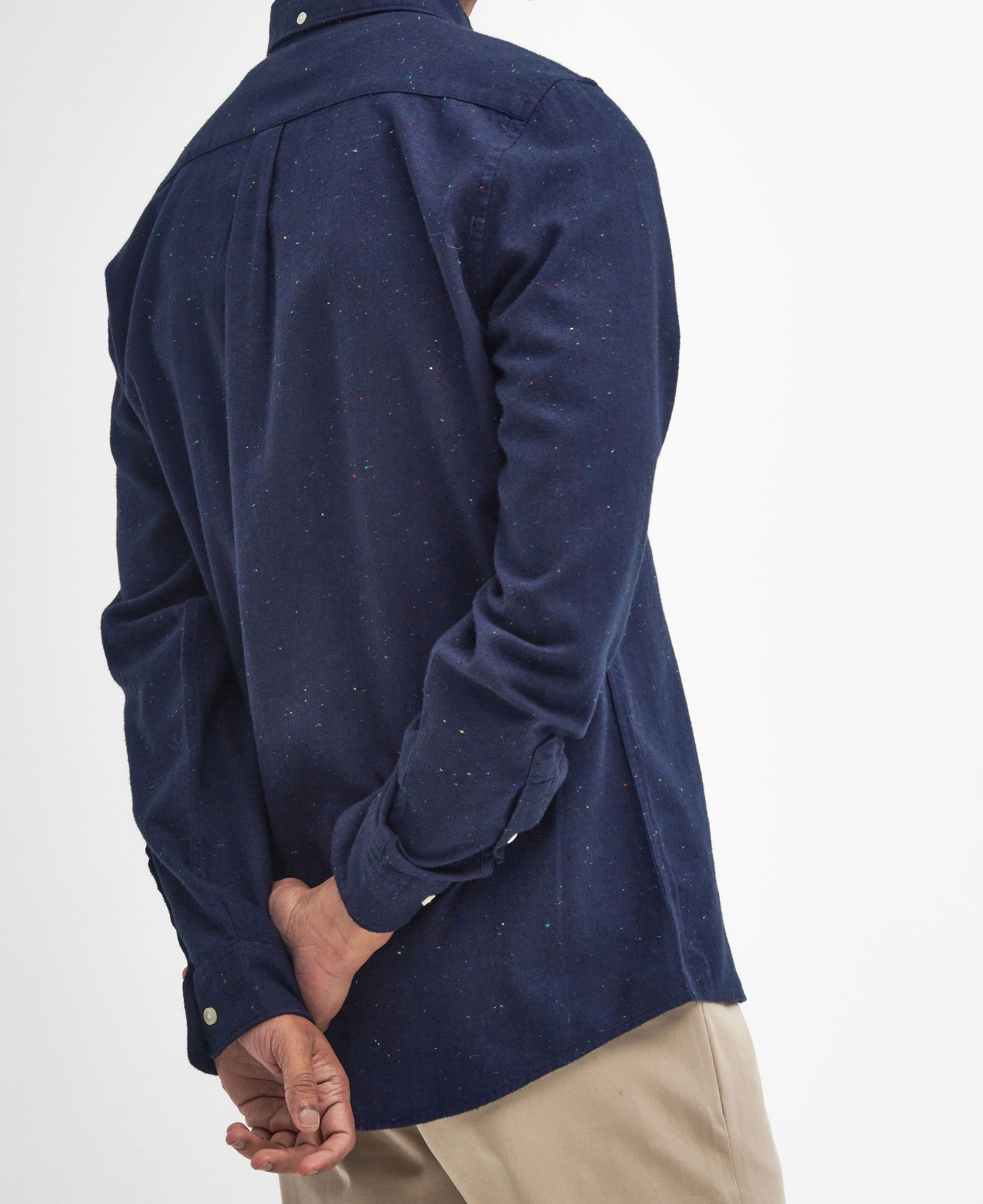 Tainsbury Tailored Fleck Twill Shirt - Navy