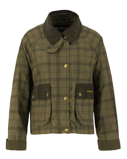 Tartan Cropped Beadnell Casual Jacket - Dusky Green Tartan/Highland