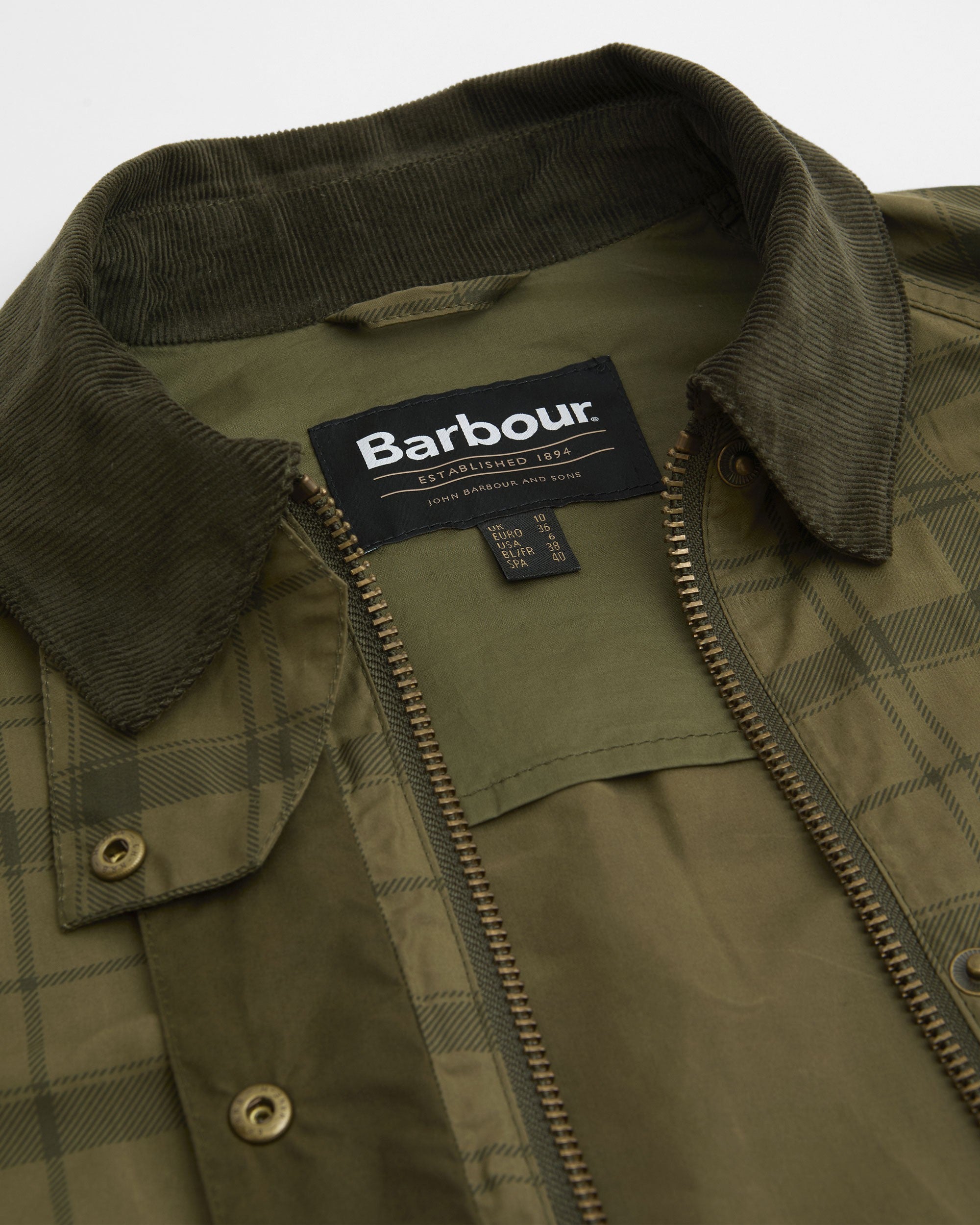 Tartan Cropped Beadnell Casual Jacket - Dusky Green Tartan/Highland