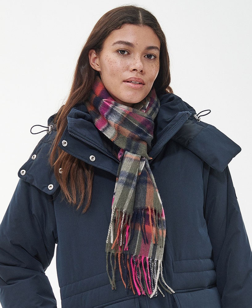 Vintage Winter Plaid Scarf - Pink Dahlia