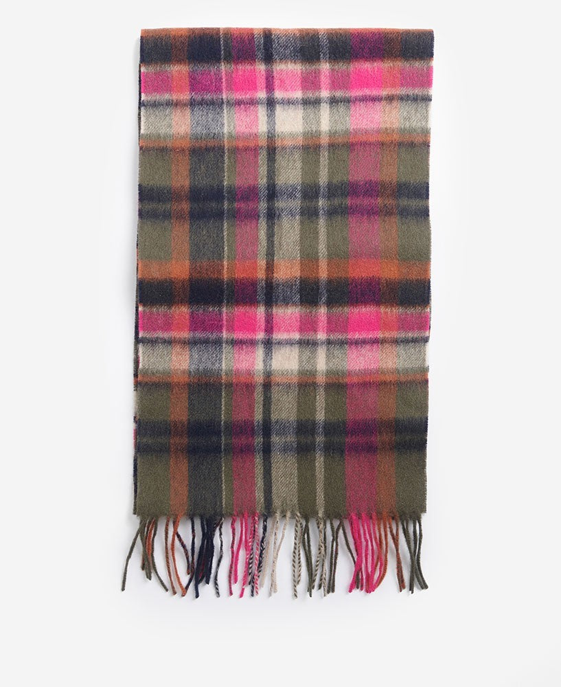Vintage Winter Plaid Scarf - Pink Dahlia