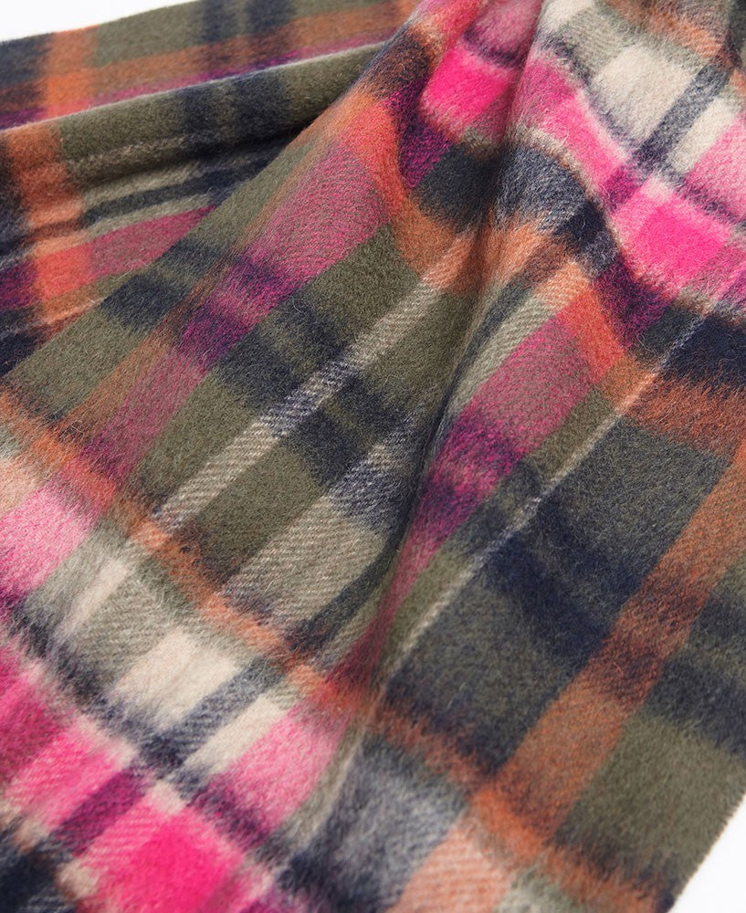 Vintage Winter Plaid Scarf - Pink Dahlia