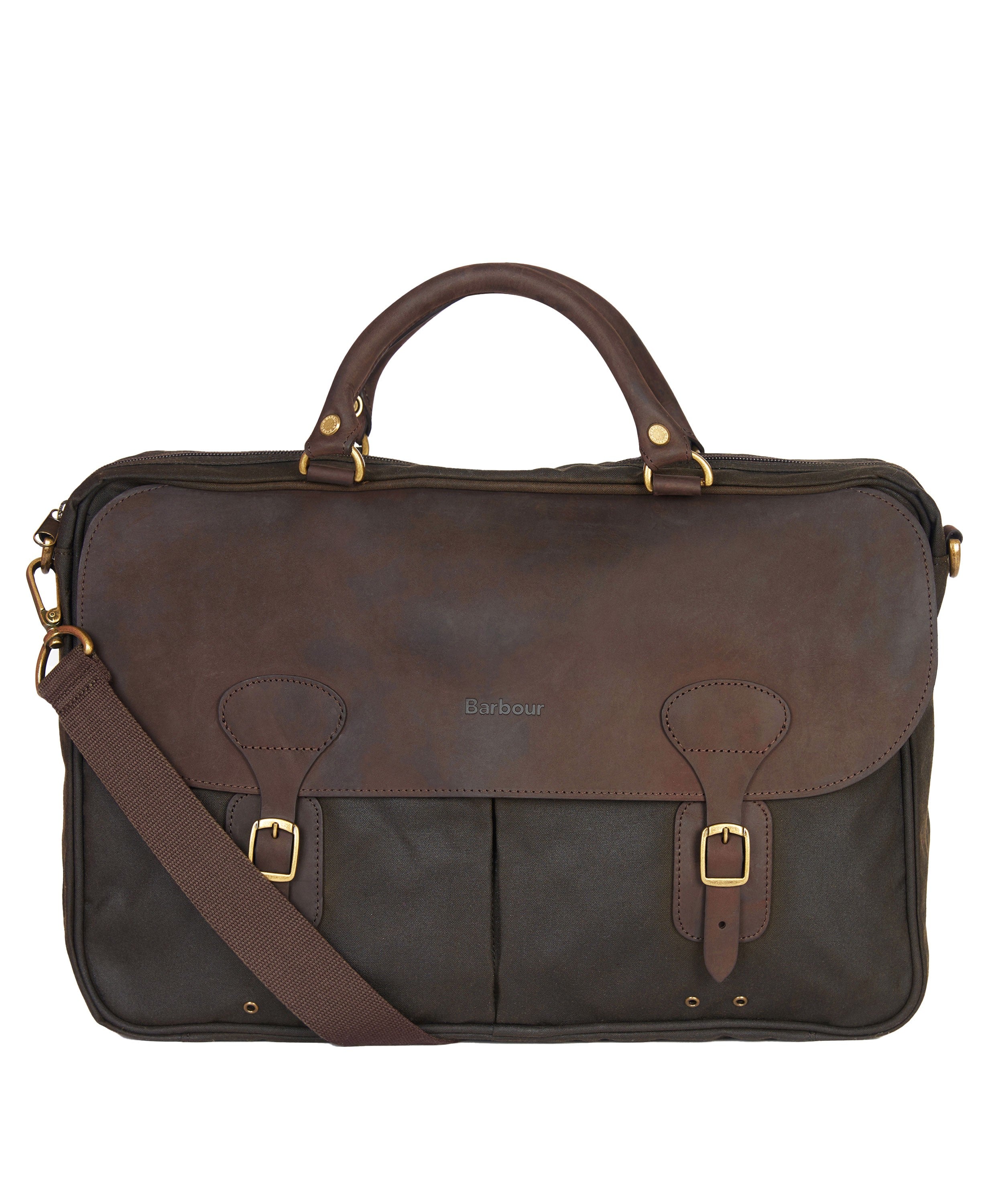 Wax Leather Briefcase - Olive