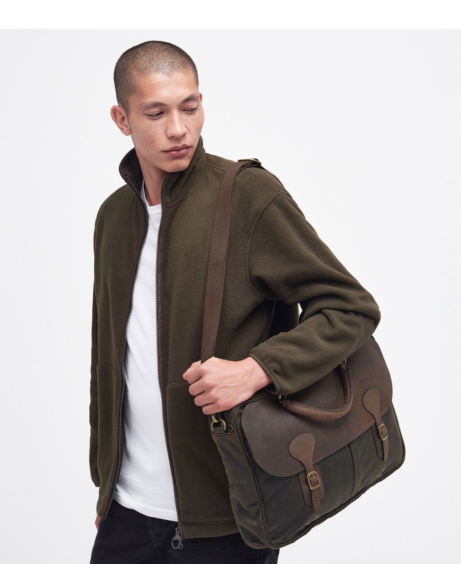 Wax Leather Briefcase - Olive