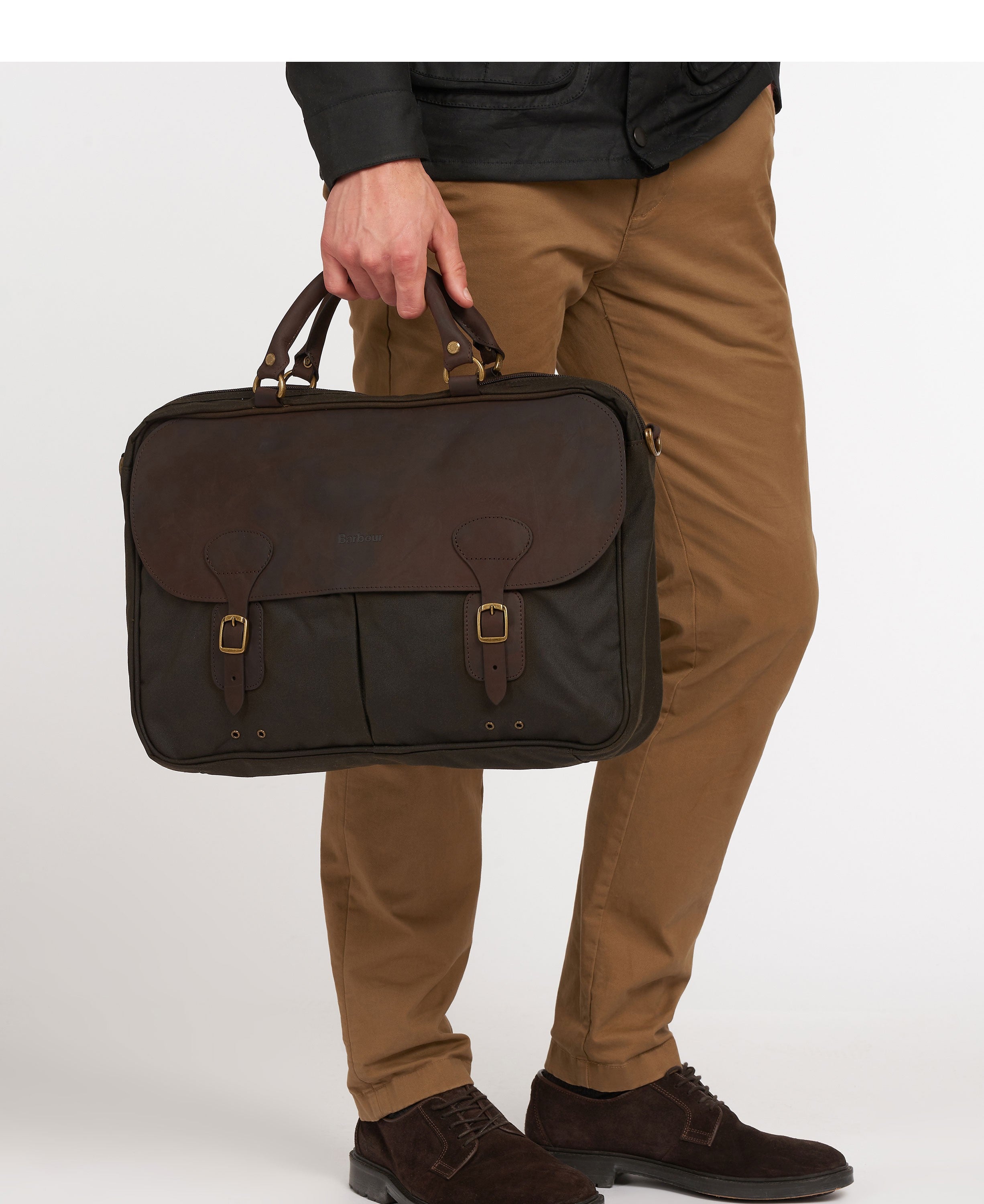 Wax Leather Briefcase - Olive