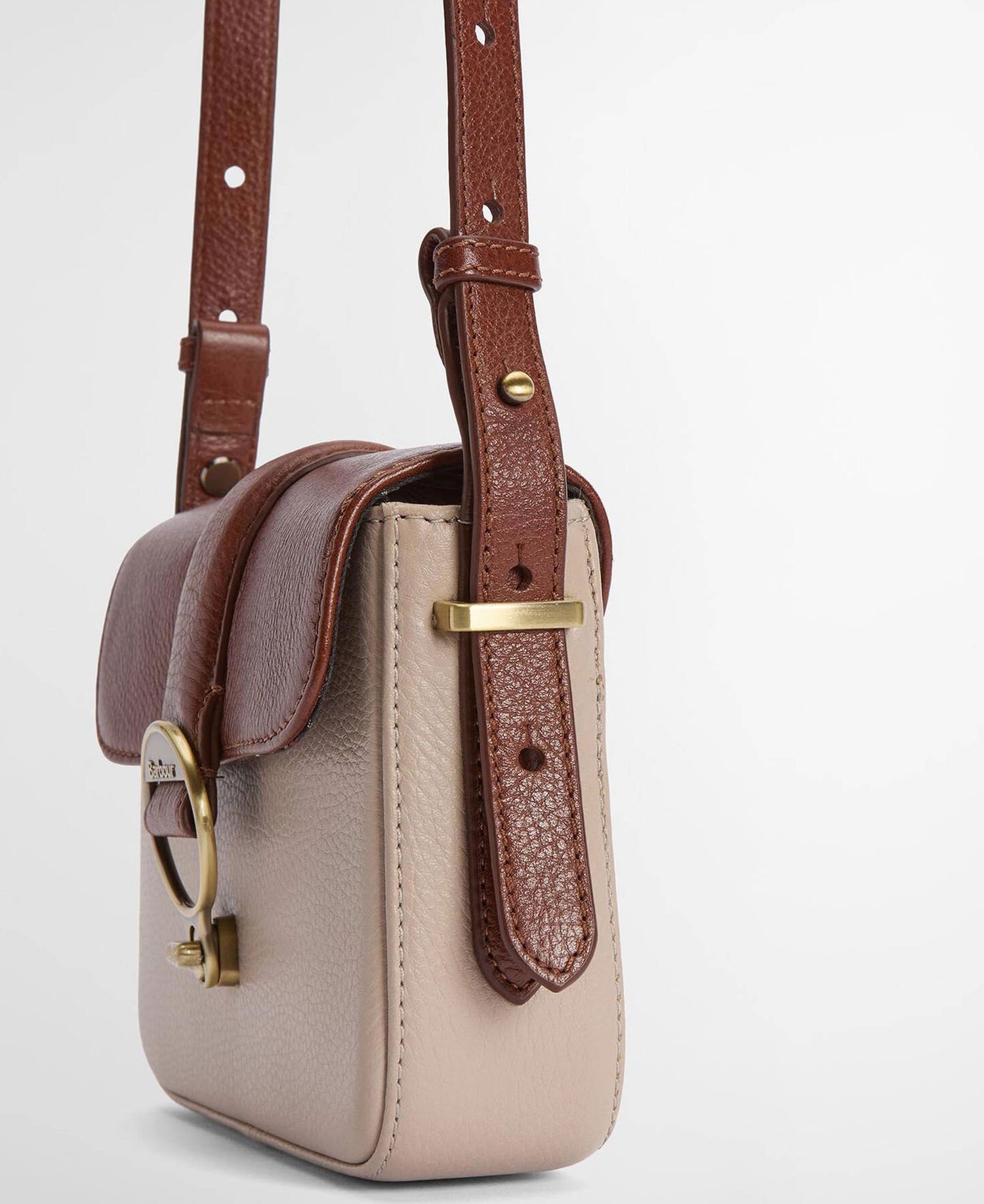 Mini Rosa Leather Crossbody Bag - Pebbled Pink/Brown
