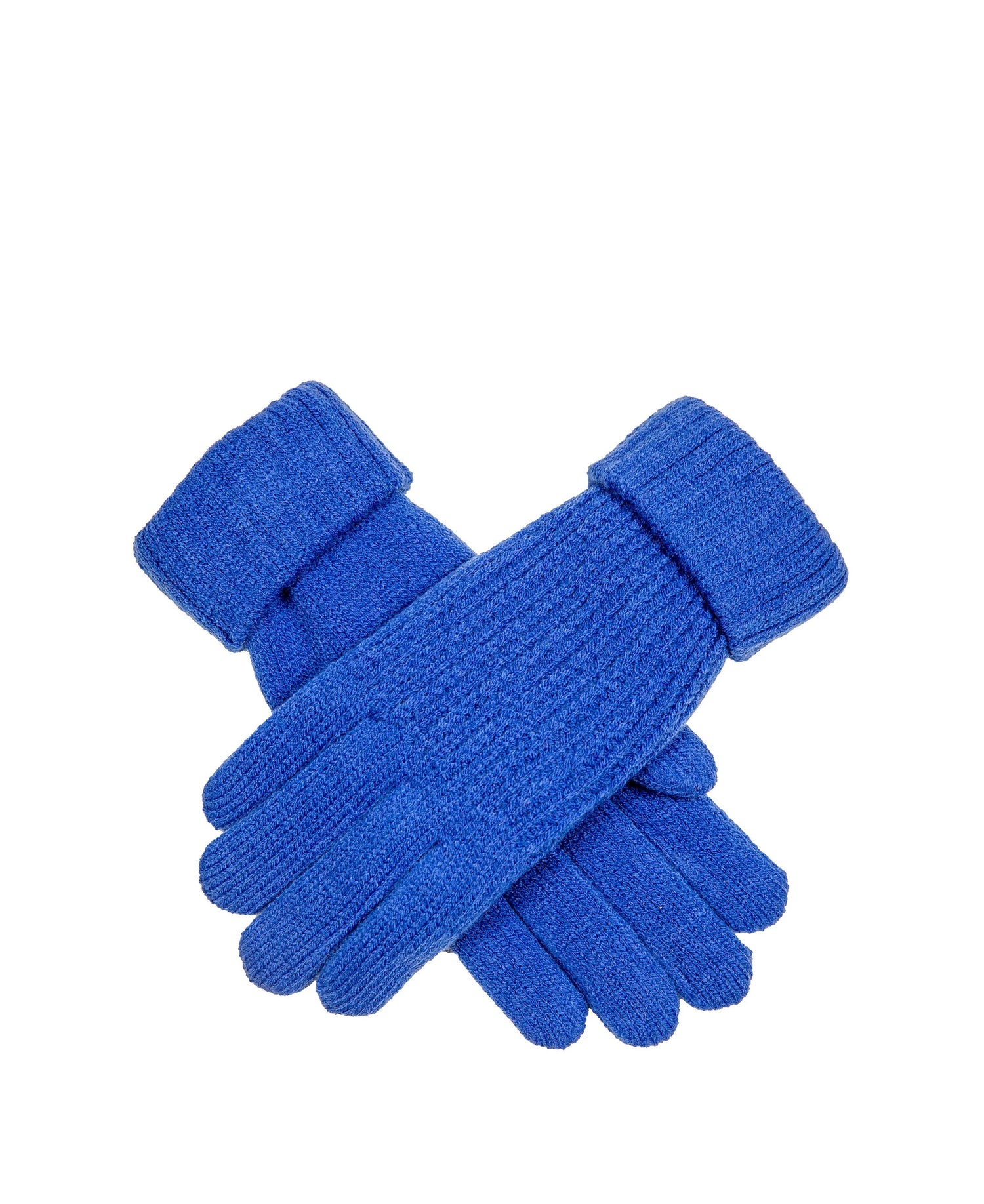 Bold Colour Knitted Gloves With Turn Back Cuffs - Cobalt