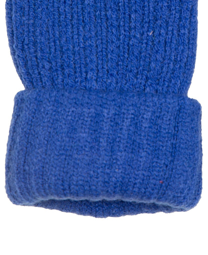 Bold Colour Knitted Gloves With Turn Back Cuffs - Cobalt