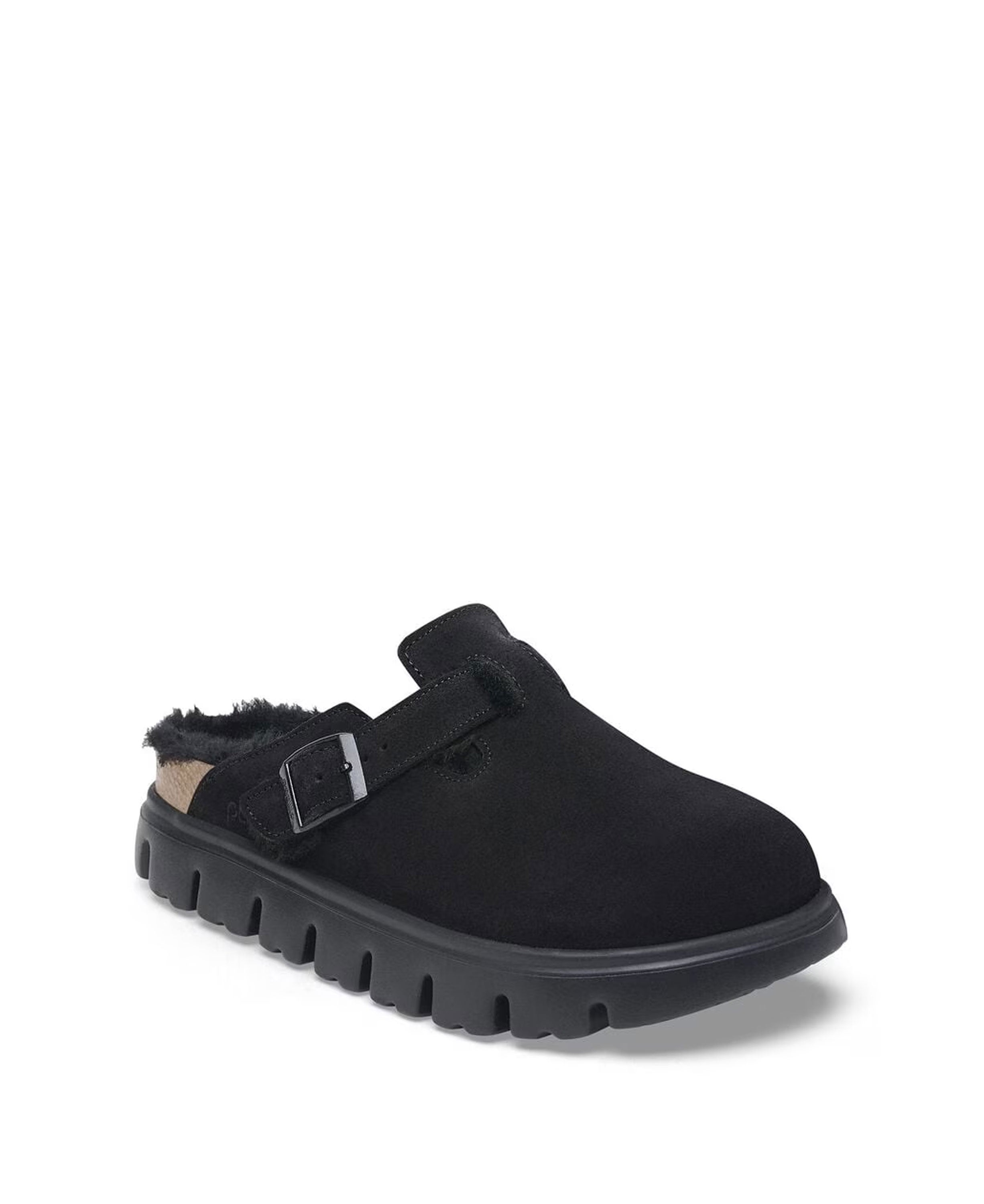 Boston Pap Chunky Shearling Suede Leather/Fur - Black