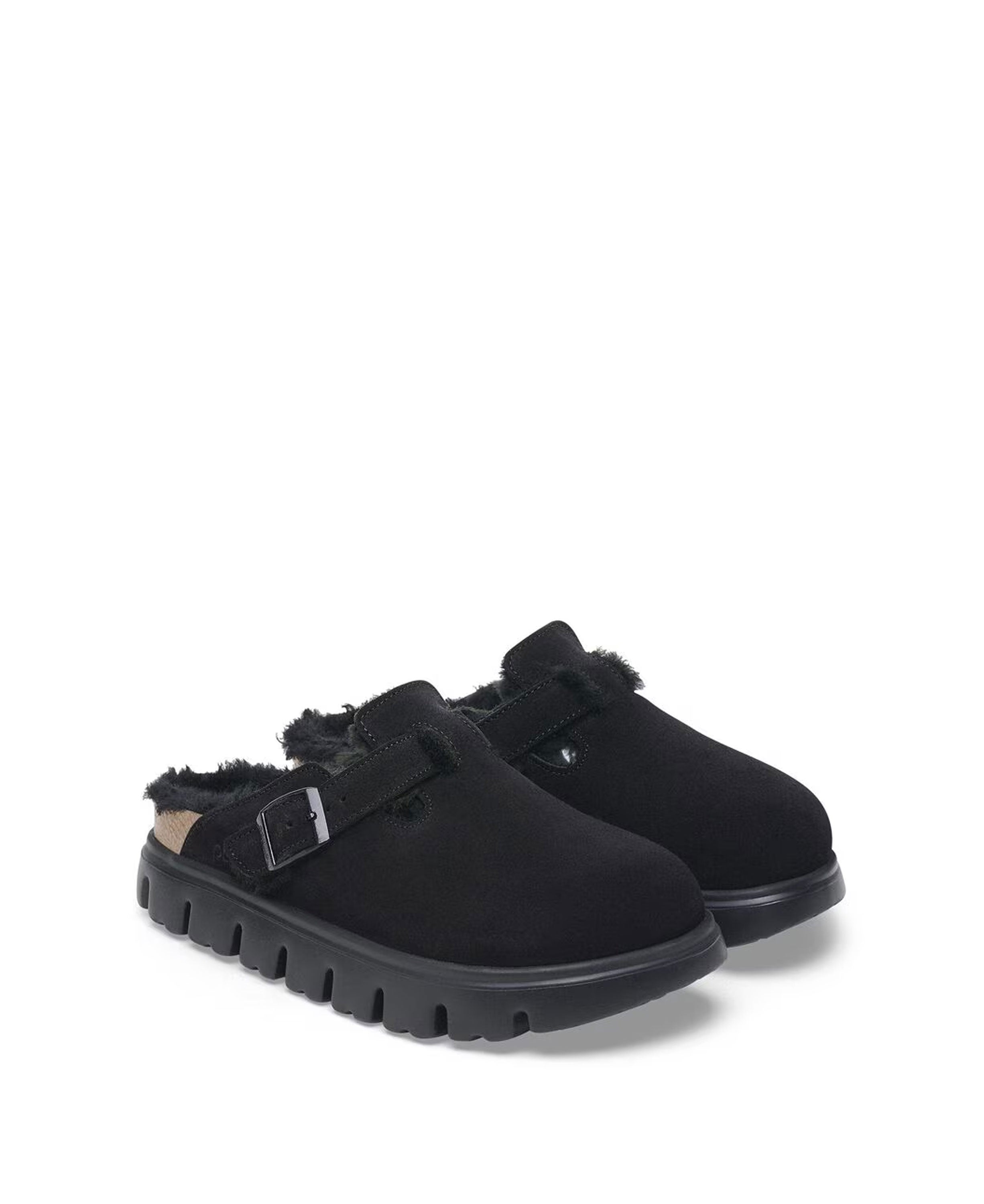 Boston Pap Chunky Shearling Suede Leather/Fur - Black