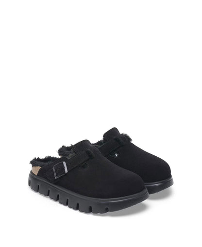 Boston Pap Chunky Shearling Suede Leather/Fur - Black