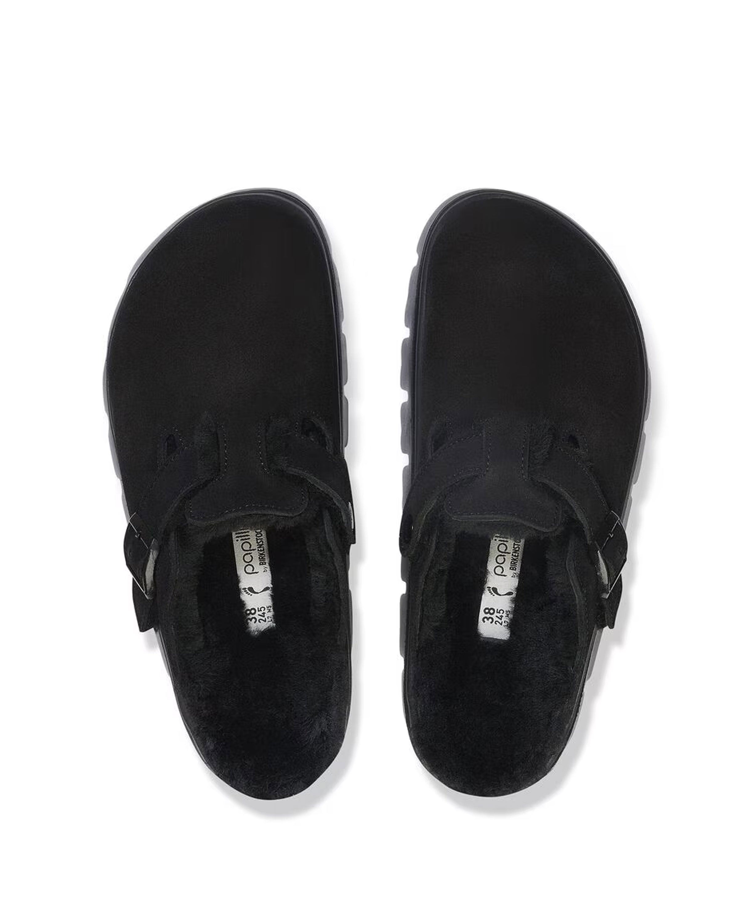 Boston Pap Chunky Shearling Suede Leather/Fur - Black