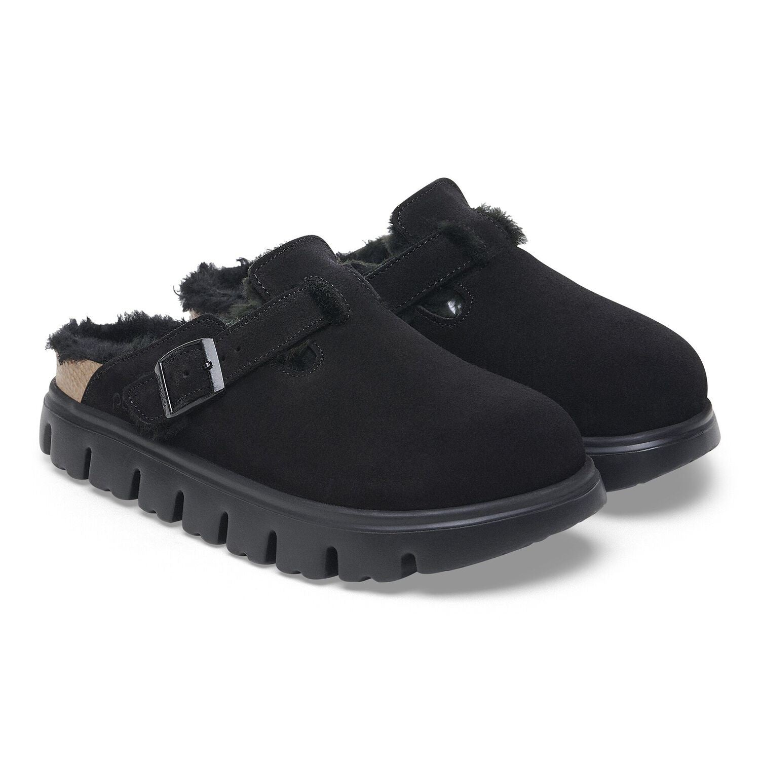 Boston Pap Chunky Shearling Suede Leather/Fur - Black