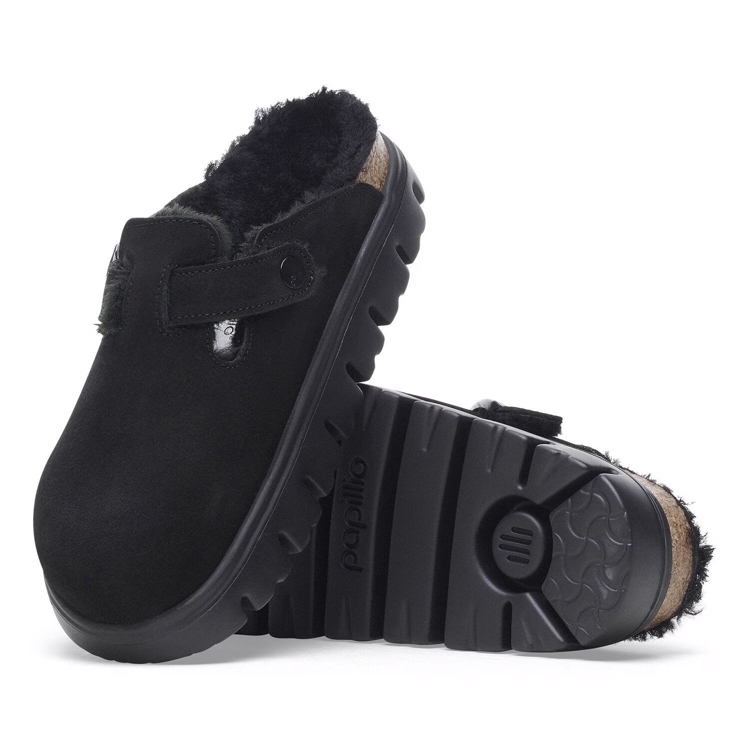 Boston Pap Chunky Shearling Suede Leather/Fur - Black