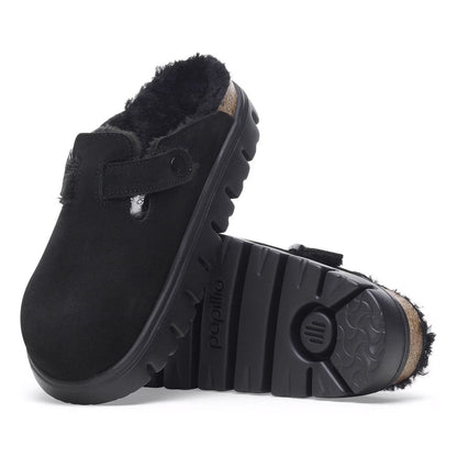 Boston Pap Chunky Shearling Suede Leather/Fur - Black