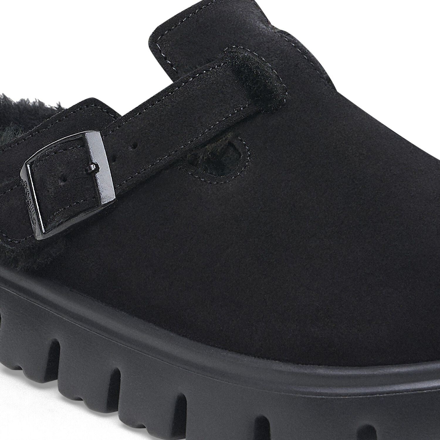 Boston Pap Chunky Shearling Suede Leather/Fur - Black