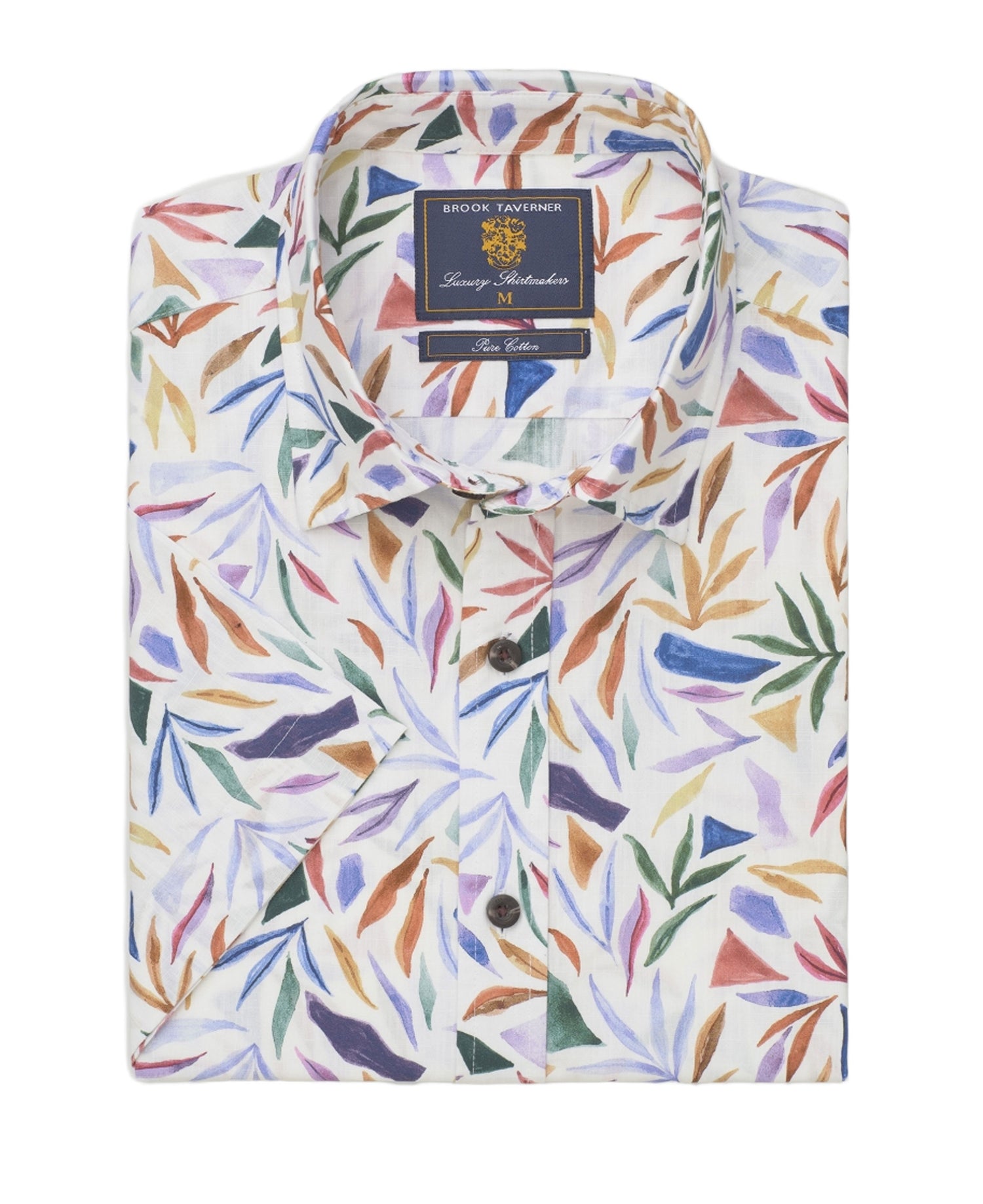 Abstract Watercolour Leaf Print Short Sleeve Shirt Regular fit - Multi