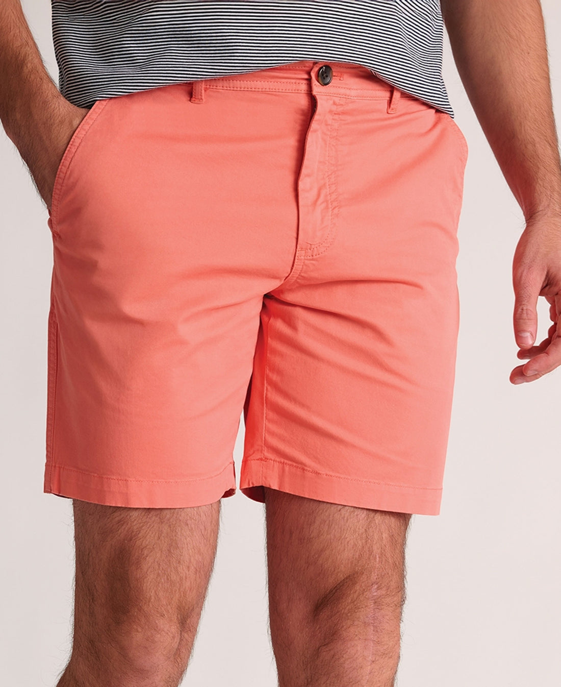 Addingham Garment Dyed Cotton Stretch Shorts - Coral