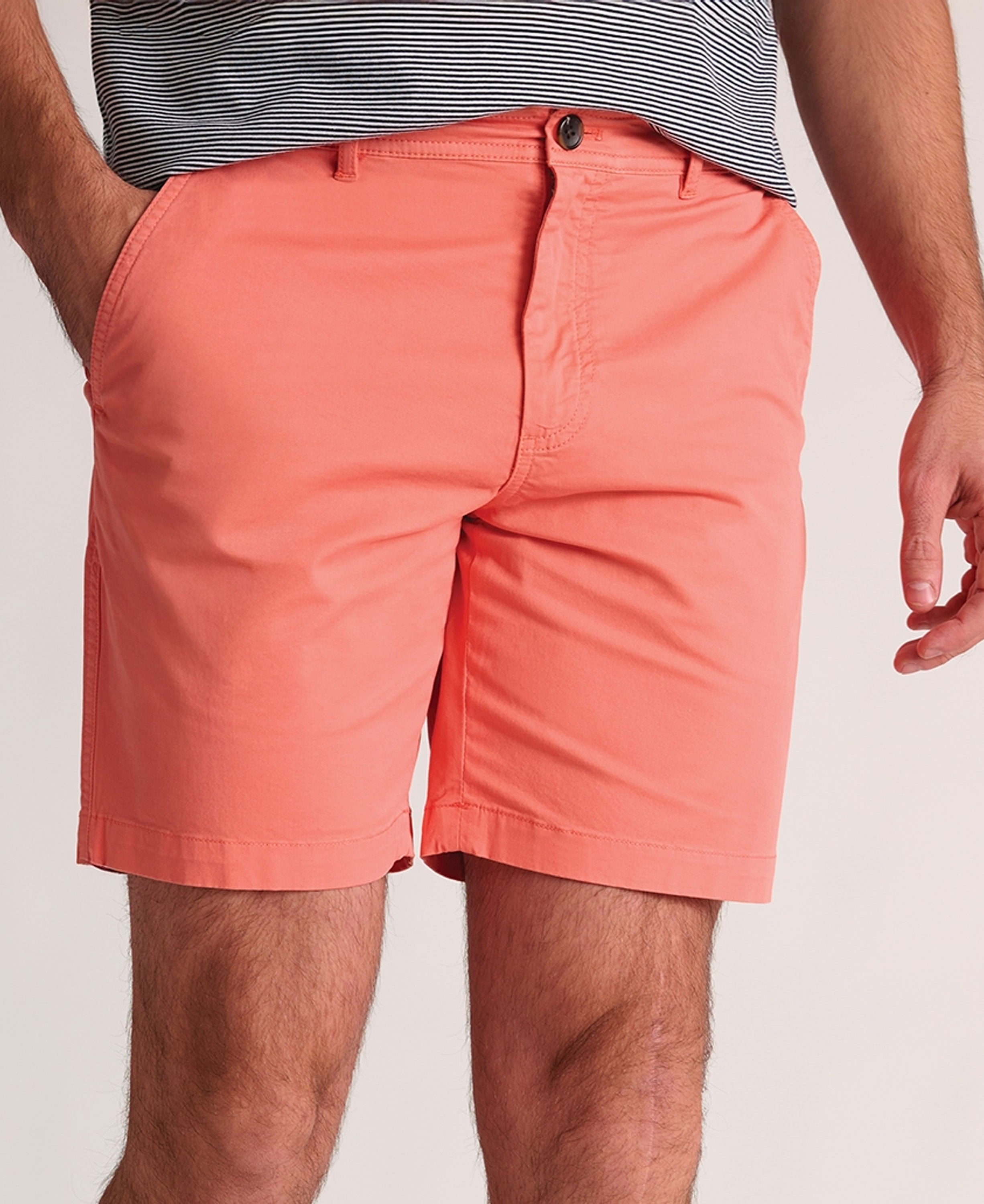 Addingham Garment Dyed Cotton Stretch Shorts - Coral