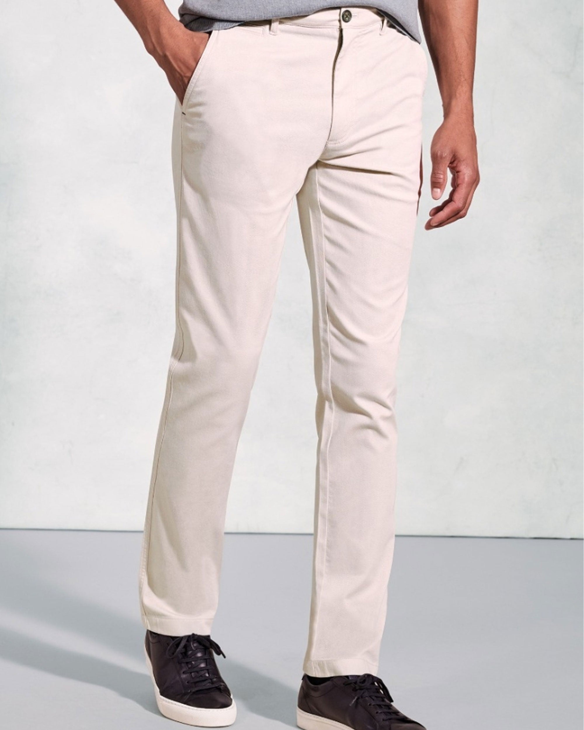 Brosnan Textured Cotton Stretch Chinos - Stone
