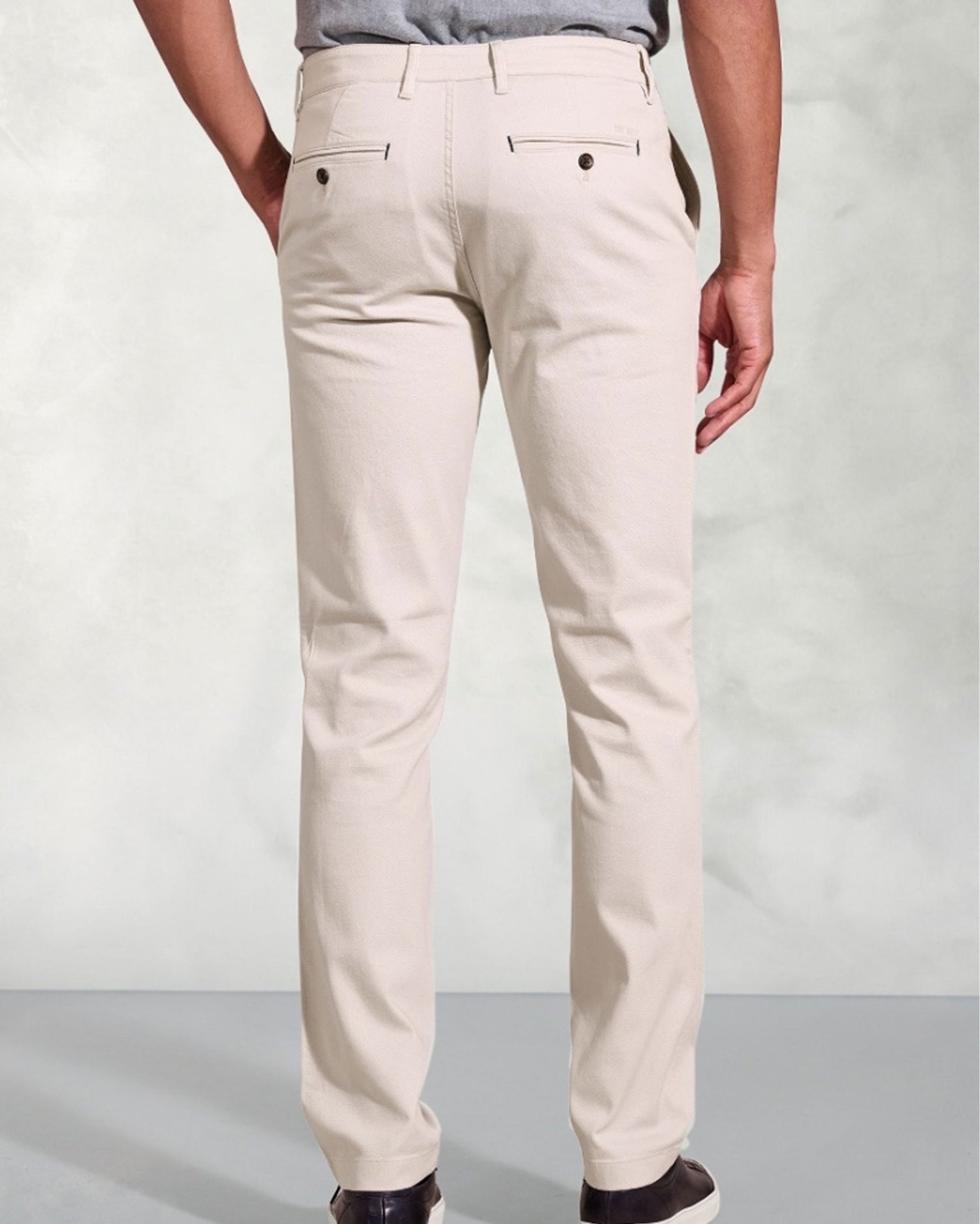 Brosnan Textured Cotton Stretch Chinos - Stone