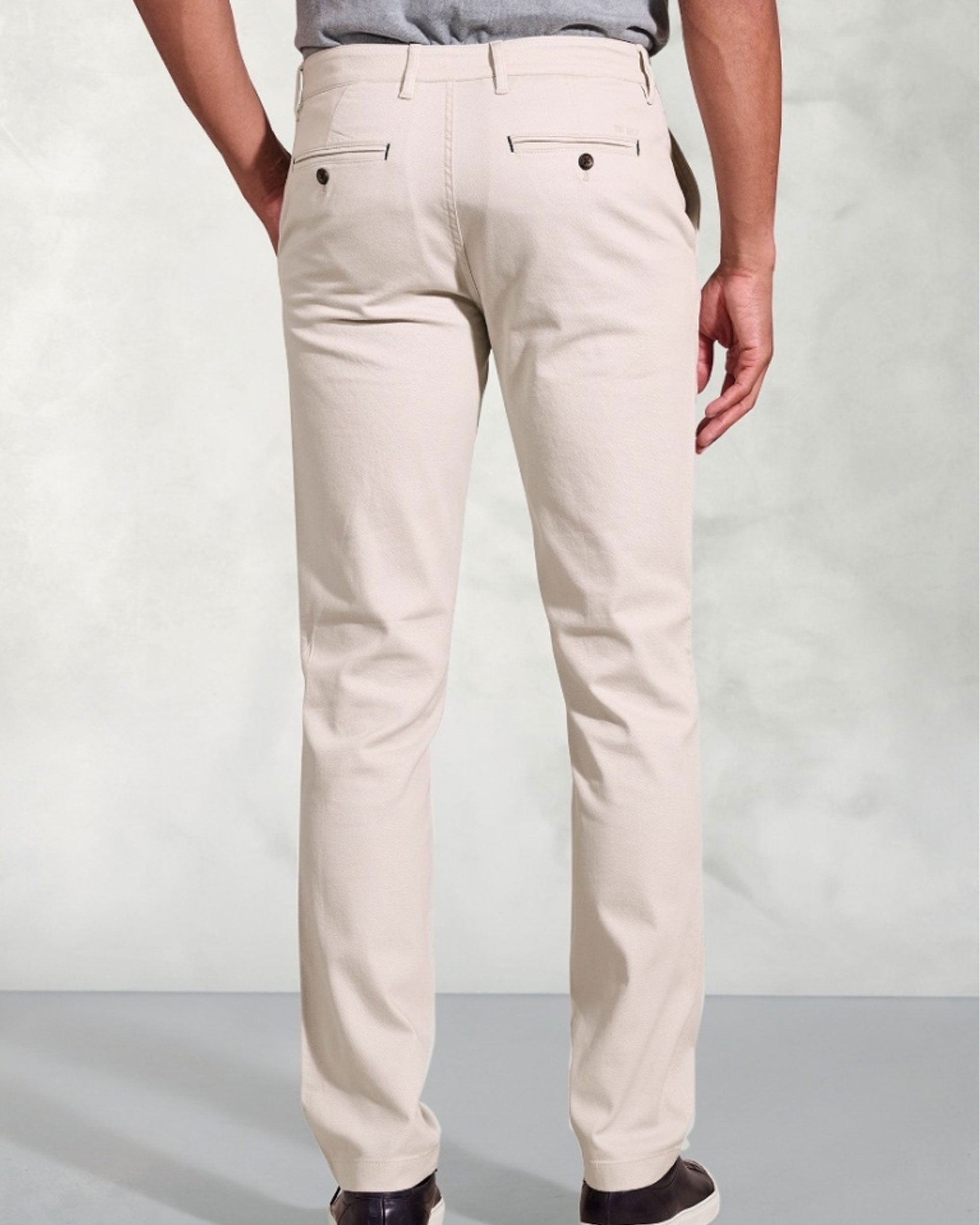 Brosnan Textured Cotton Stretch Chinos - Stone