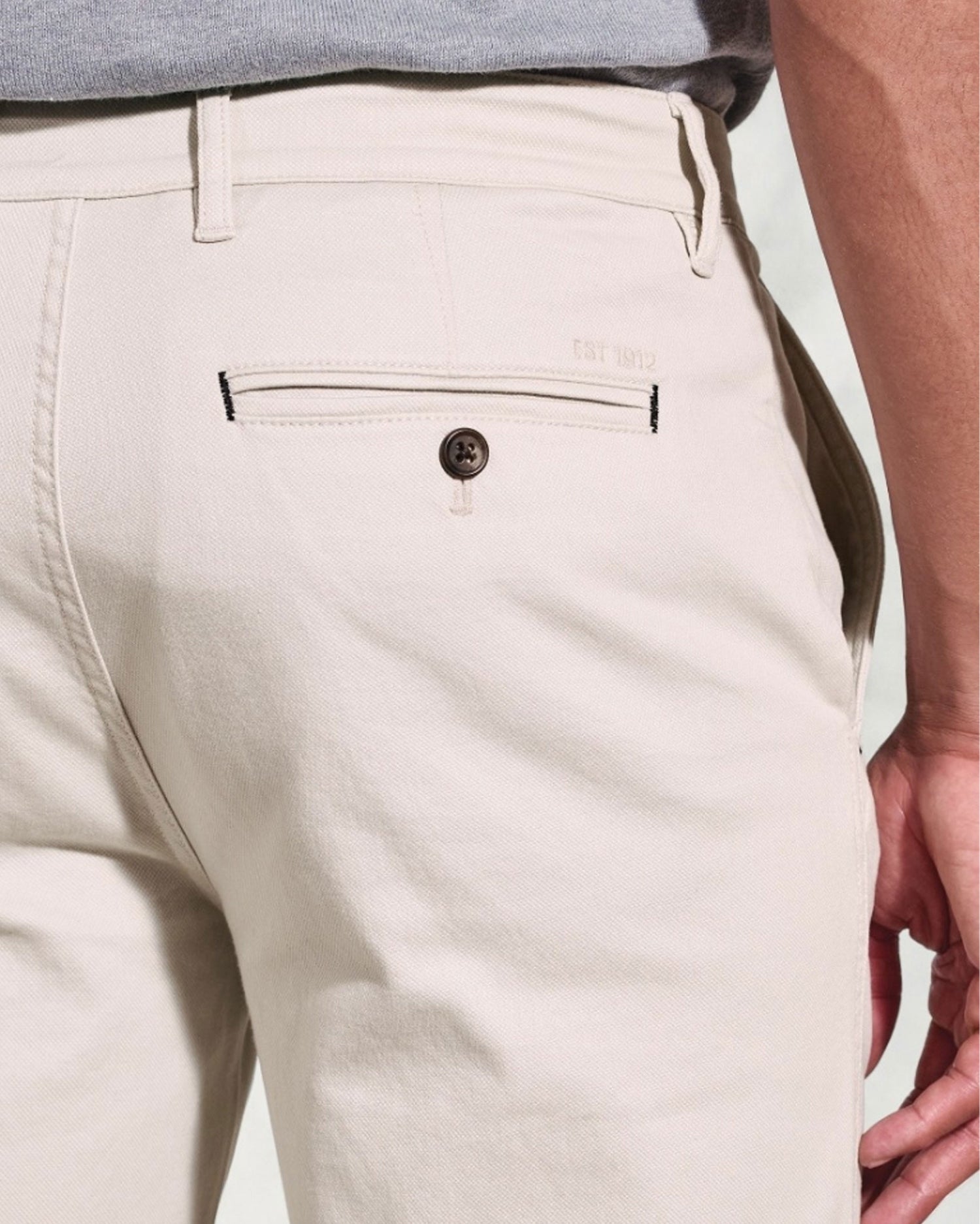 Brosnan Textured Cotton Stretch Chinos - Stone