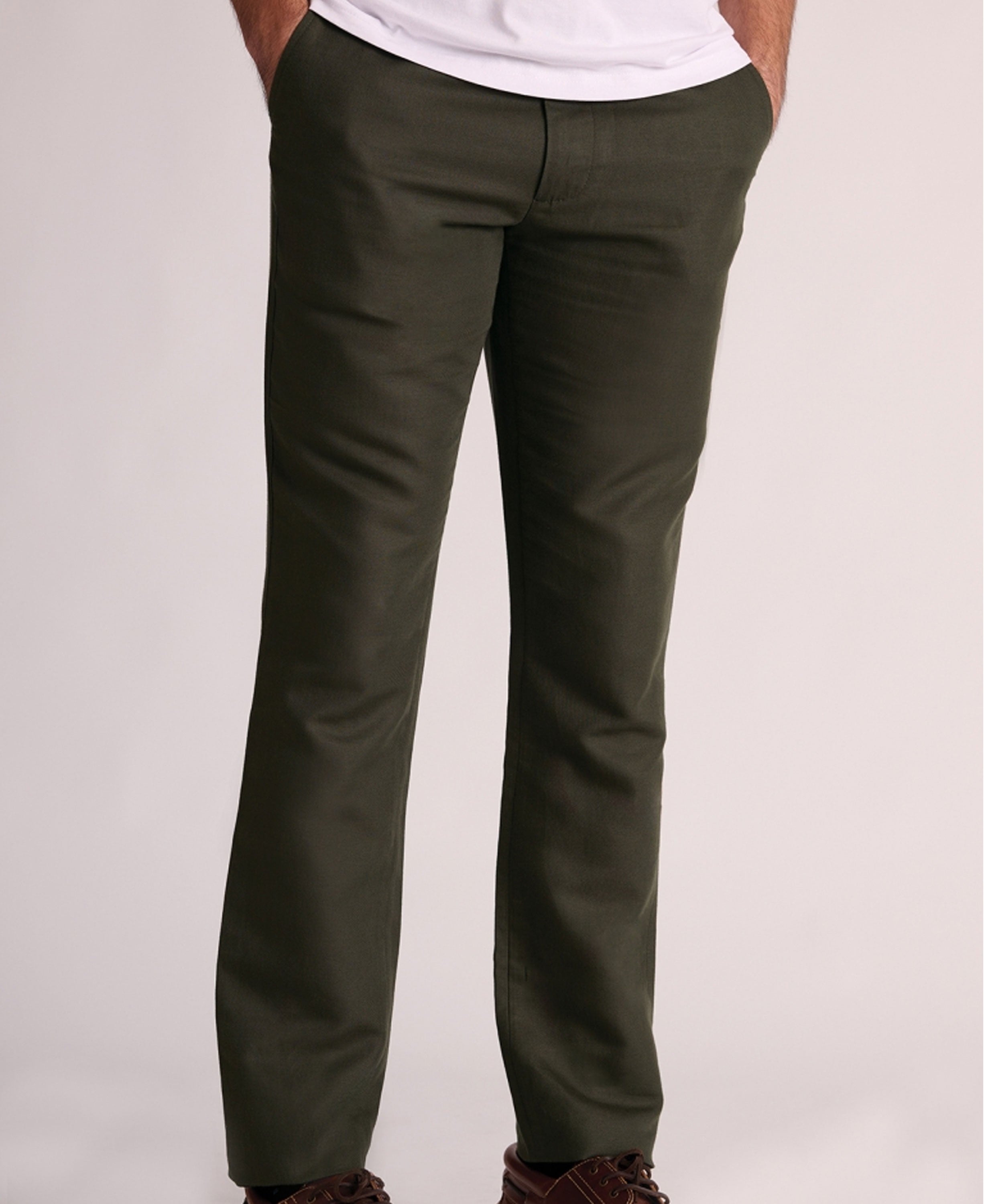Caine Linen Cotton Trousers Regular fit - Dark Khaki