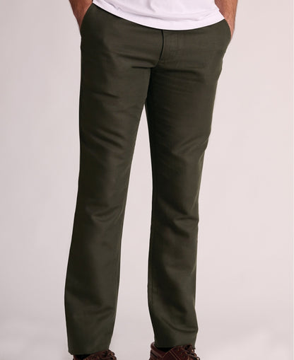 Caine Linen Cotton Trousers Regular fit - Dark Khaki