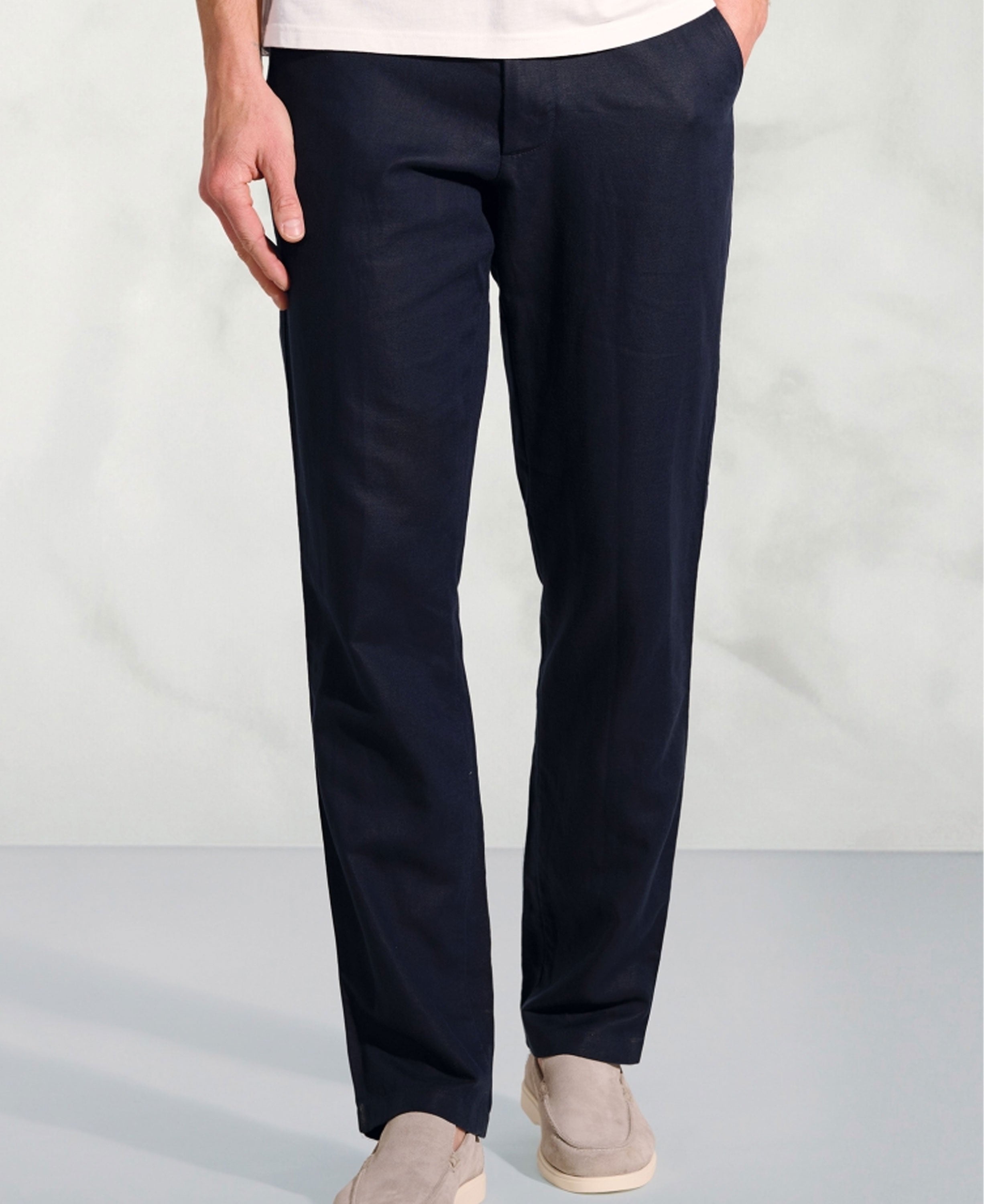 Caine Linen Cotton Trousers Regular fit - Navy