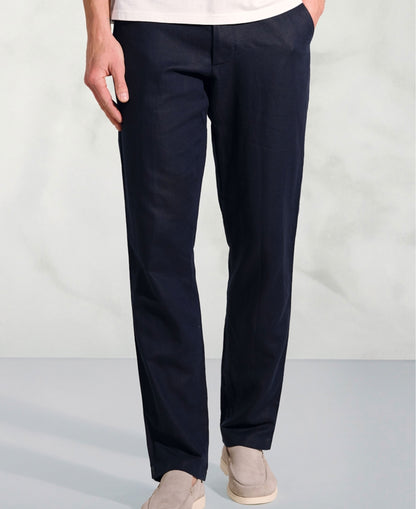 Caine Linen Cotton Trousers Rf - Navy