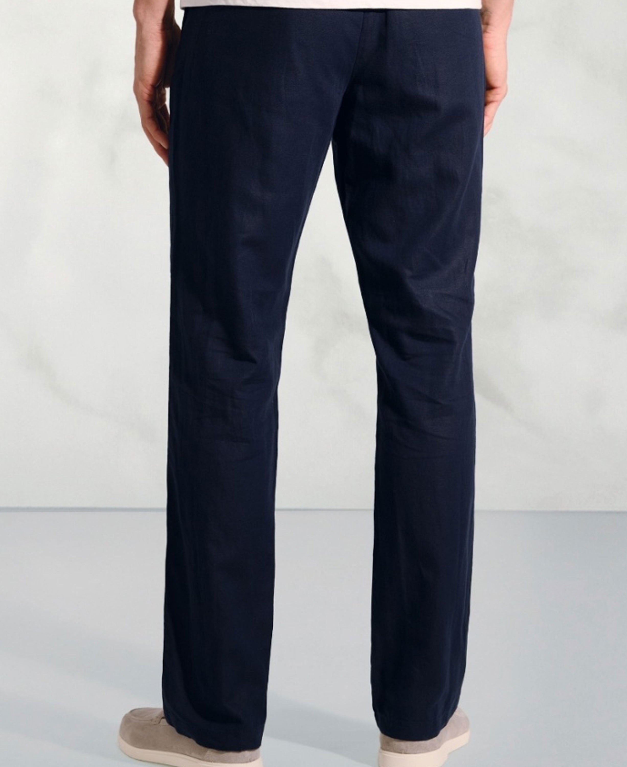 Caine Linen Cotton Trousers Regular fit - Navy