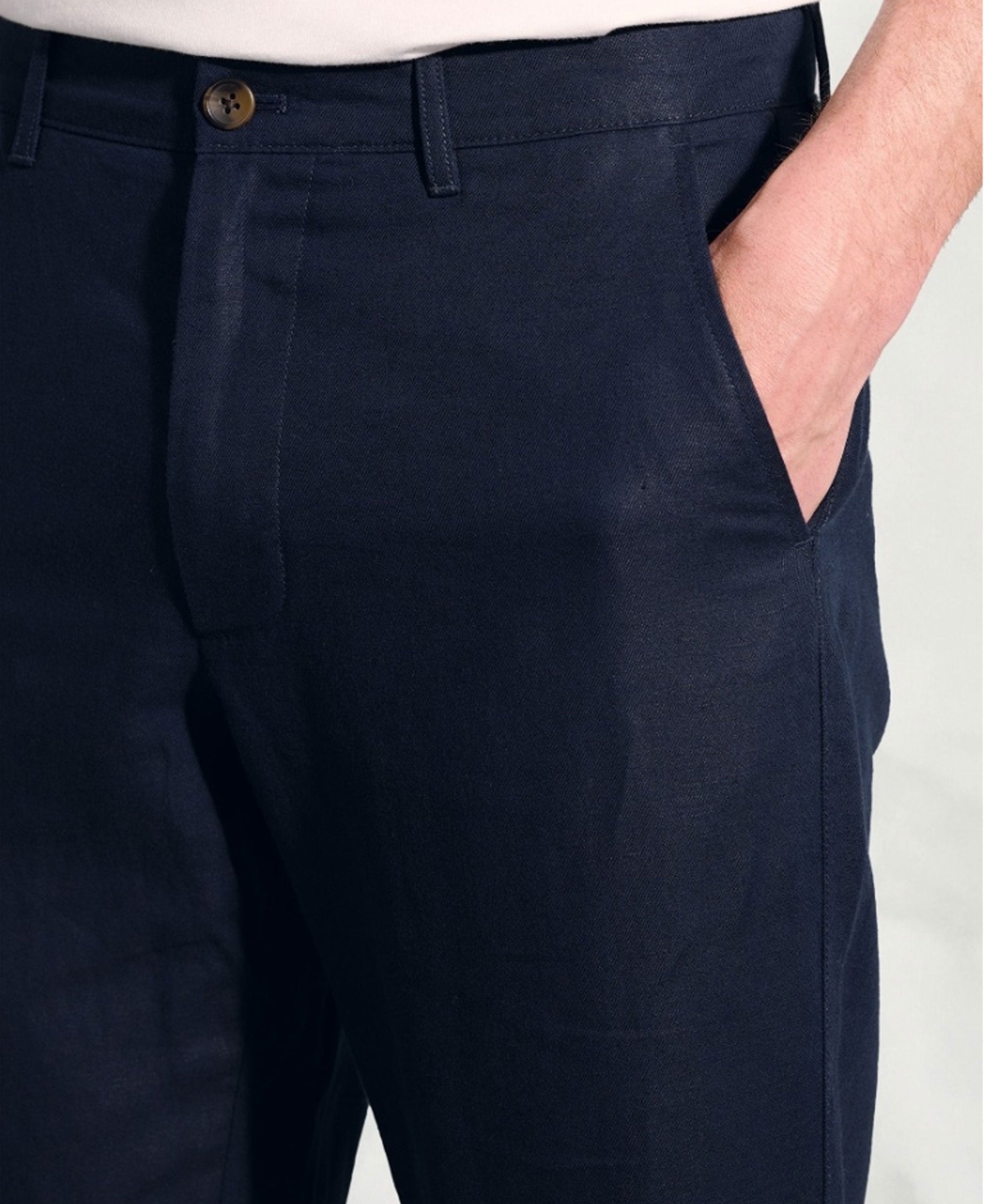 Caine Linen Cotton Trousers Regular fit - Navy