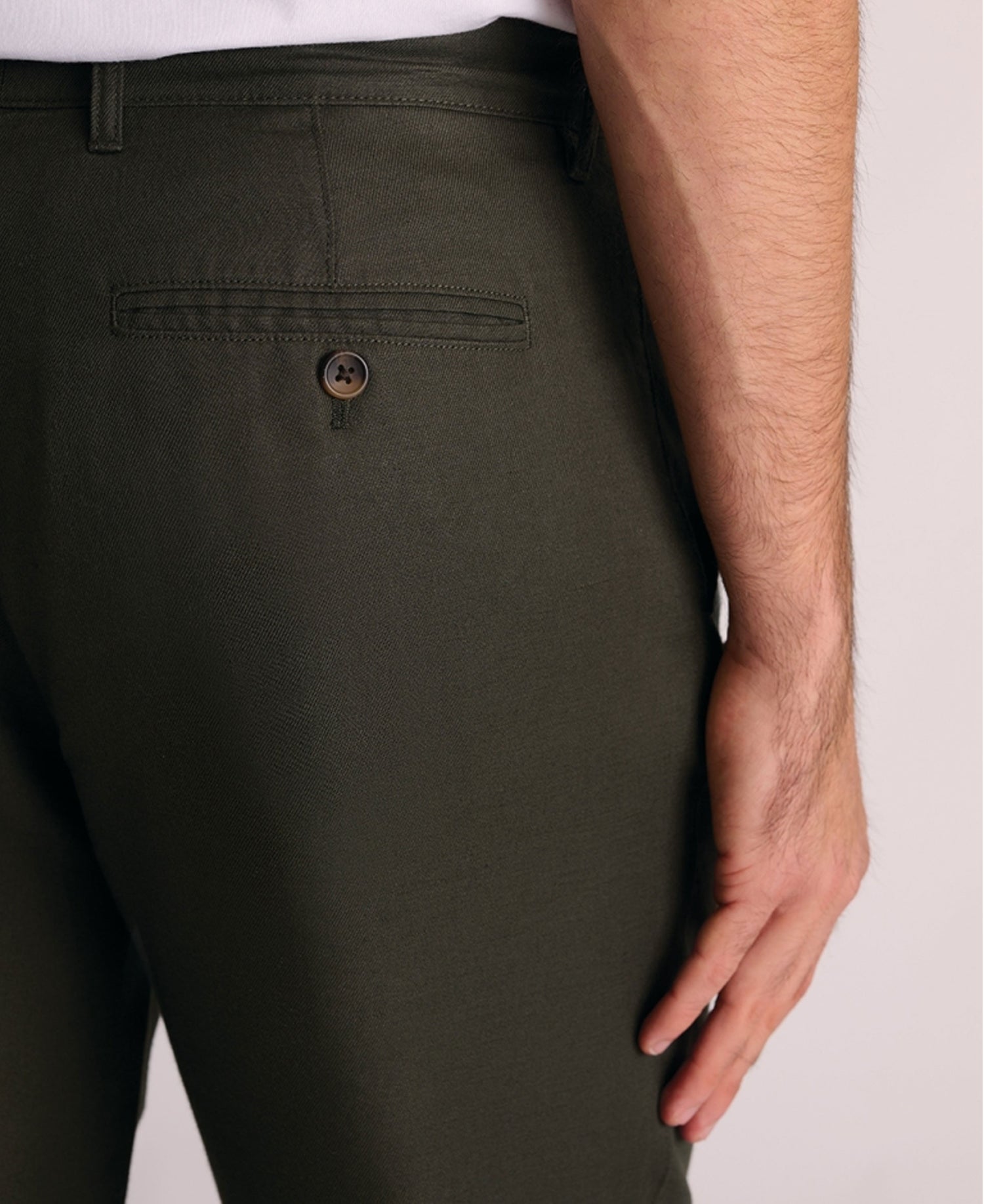 Caine Linen Cotton Trousers Regular fit - Dark Khaki