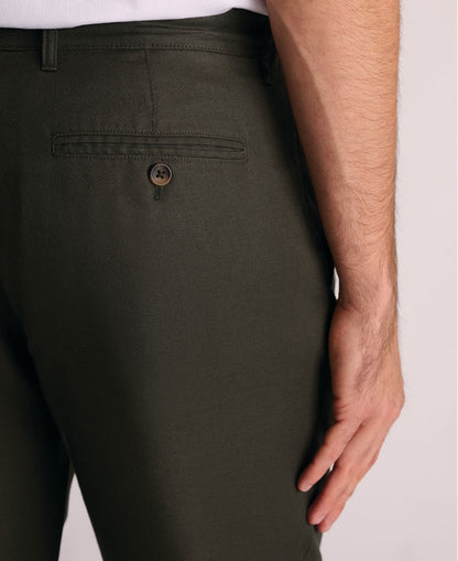 Caine Linen Cotton Trousers Regular fit - Dark Khaki