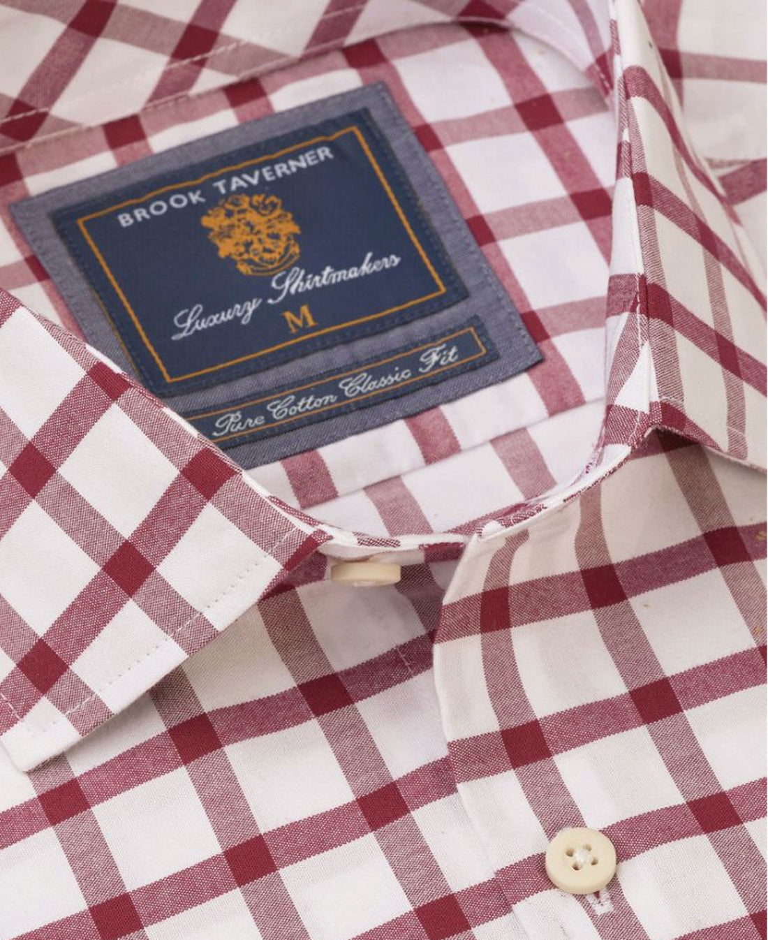 Cotton Oxford Shirt - Wine Check