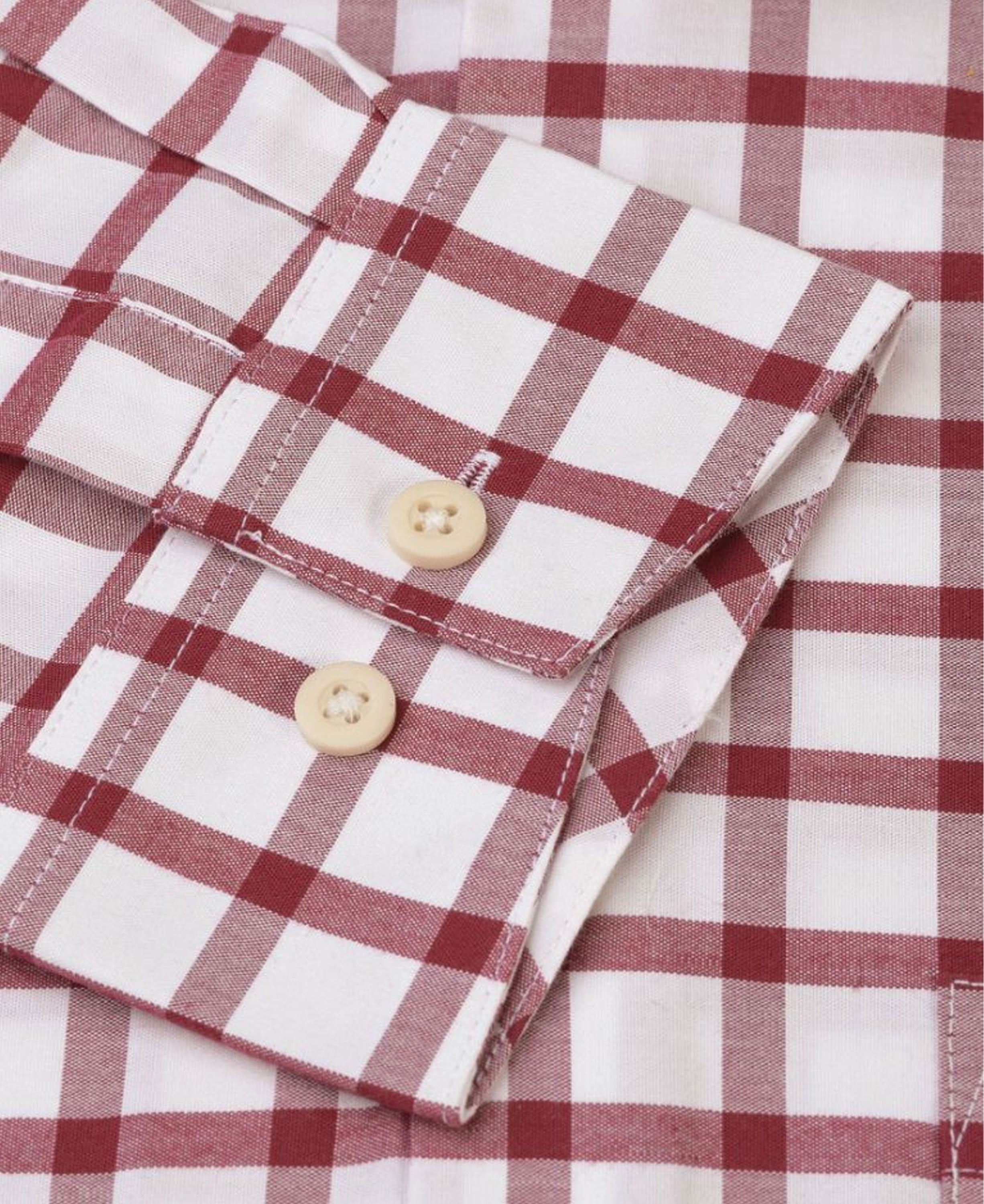 Cotton Oxford Shirt - Wine Check